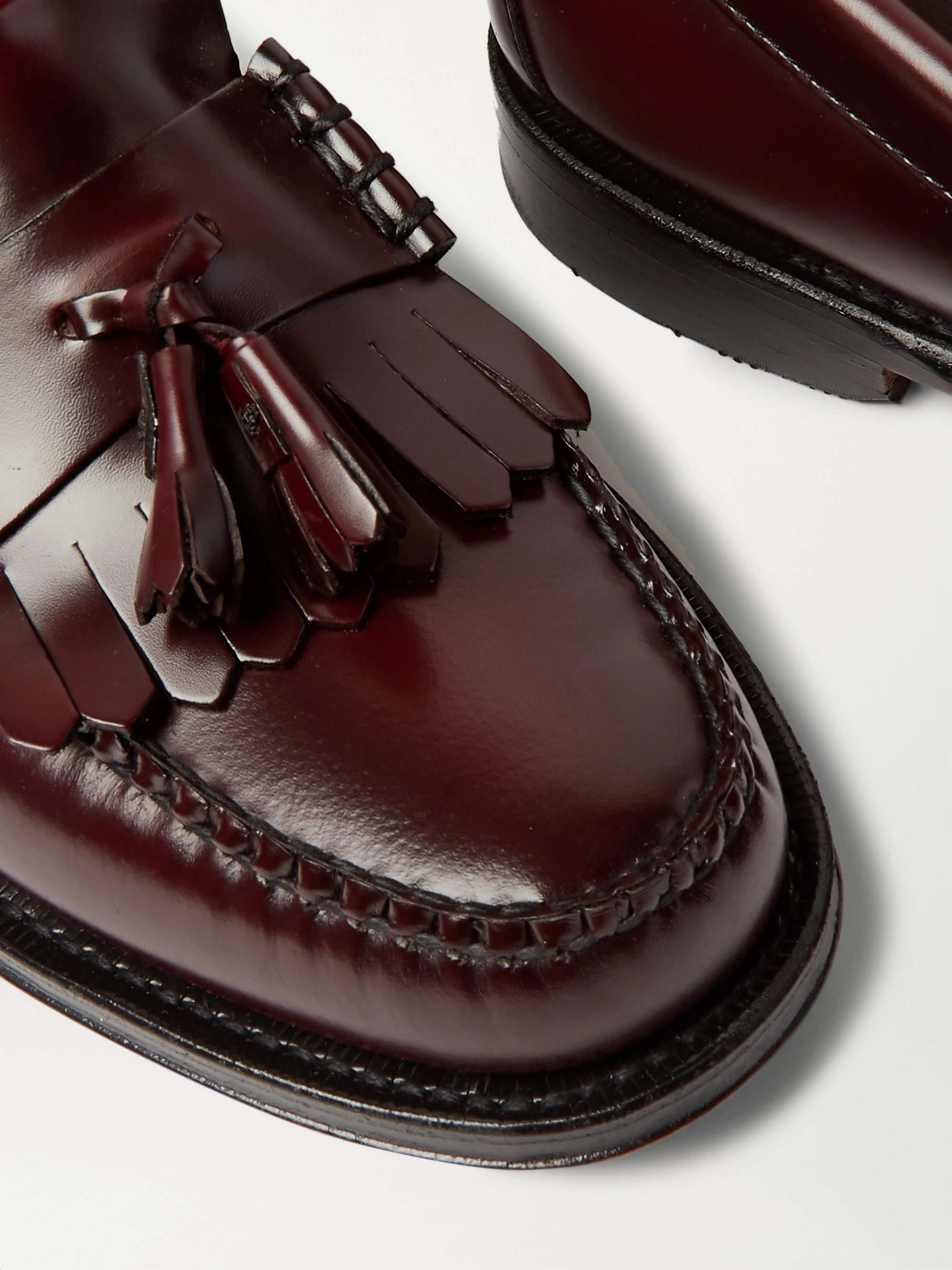 G.H. BASS & CO. حذاء لوفر Weejuns Layton Kiltie Moc II من الجلد مزين بأهداب