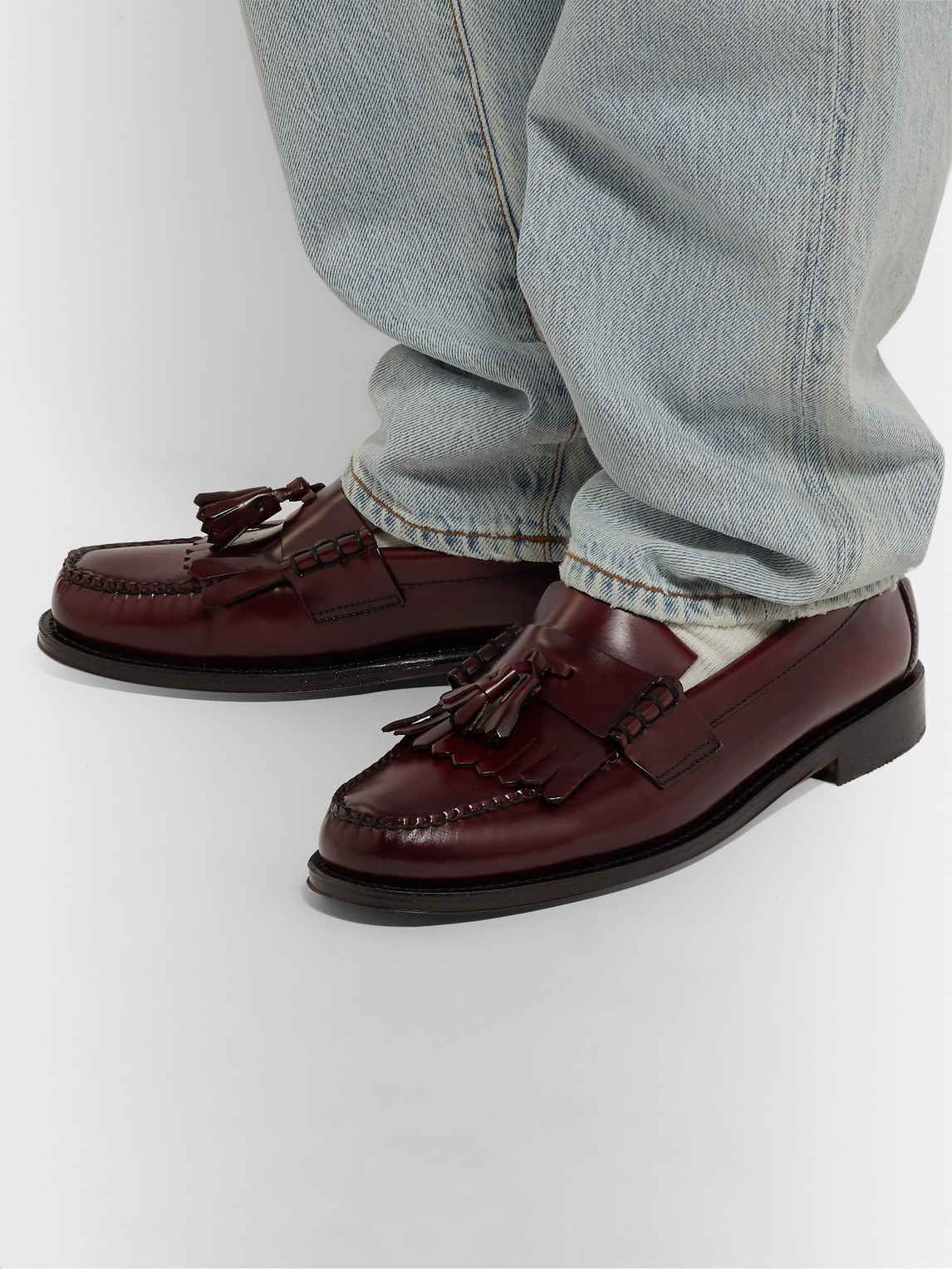 Shop G.h. Bass & Co. Weejuns Layton Kiltie Moc Ii Leather Tasselled Loafers In Burgundy