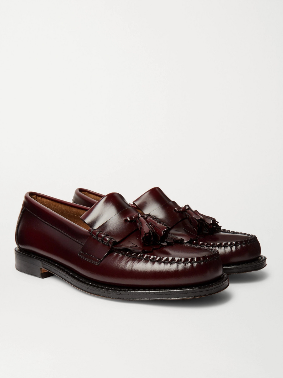 Shop G.h. Bass & Co. Weejuns Layton Kiltie Moc Ii Leather Tasselled Loafers In Burgundy