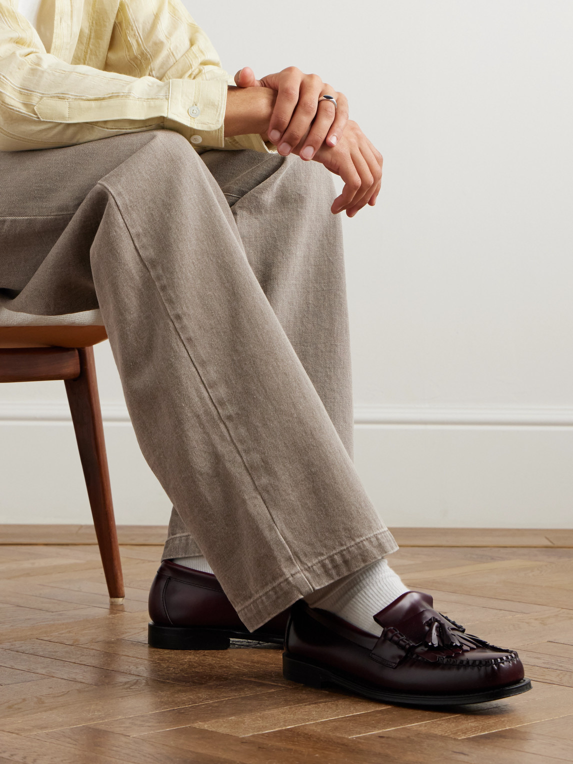 Shop G.h. Bass & Co. Weejuns Layton Kiltie Moc Ii Leather Tasselled Loafers In Burgundy