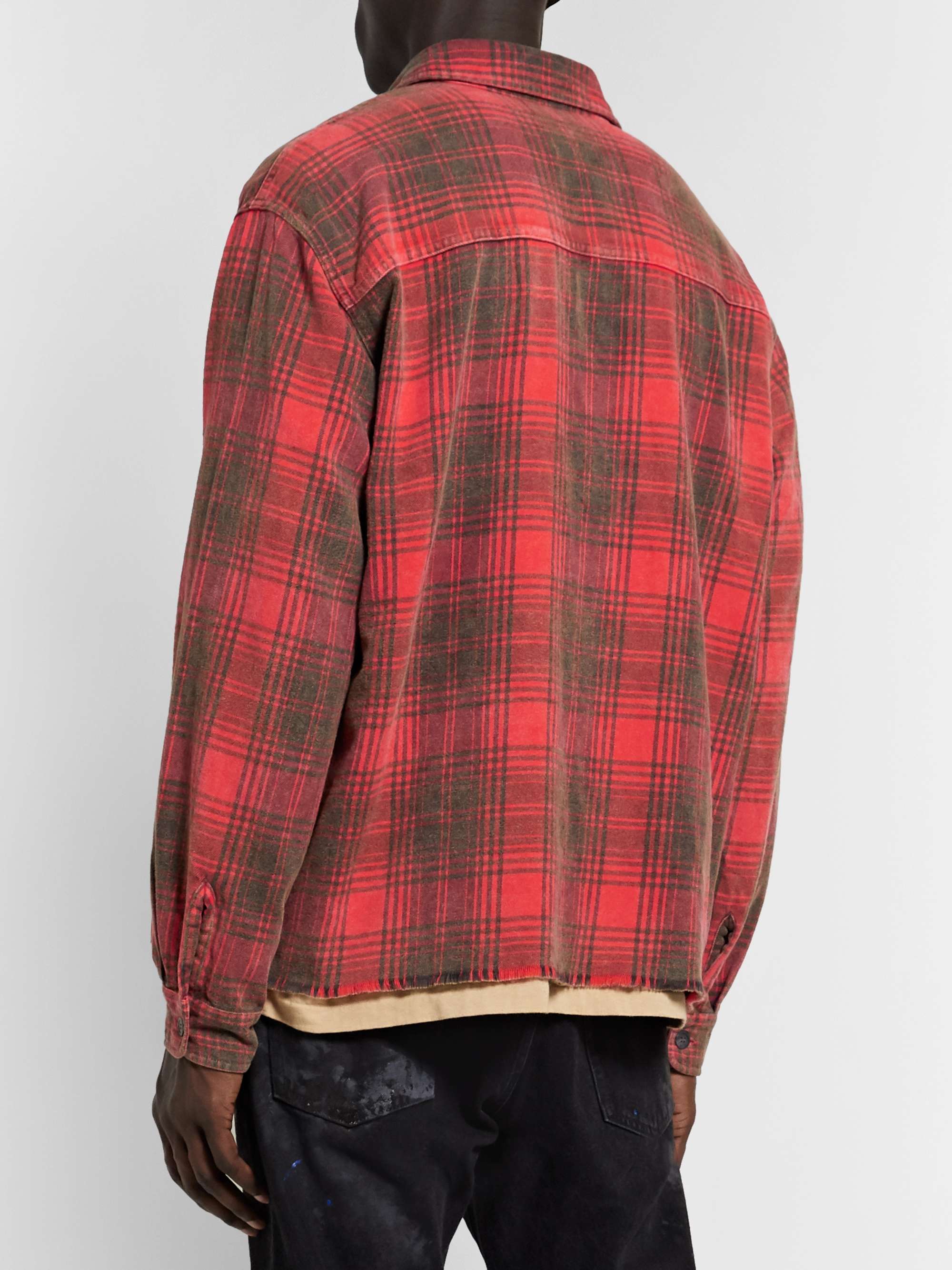 JOHN ELLIOTT Distressed Checked Cotton-Flannel Shirt