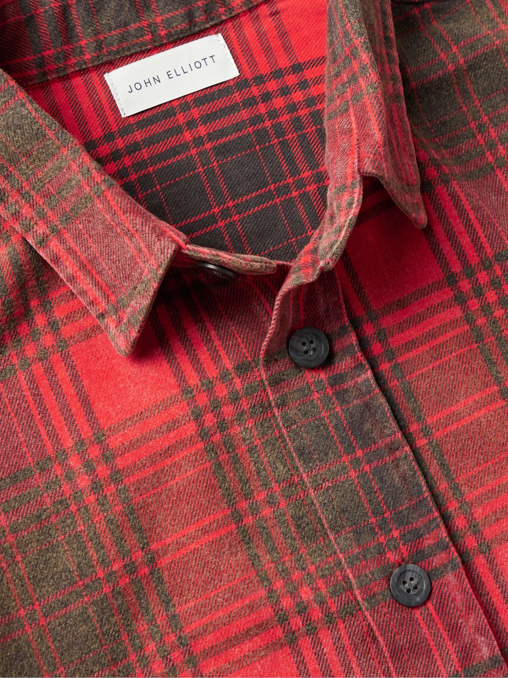 JOHN ELLIOTT Distressed Checked Cotton-Flannel Shirt