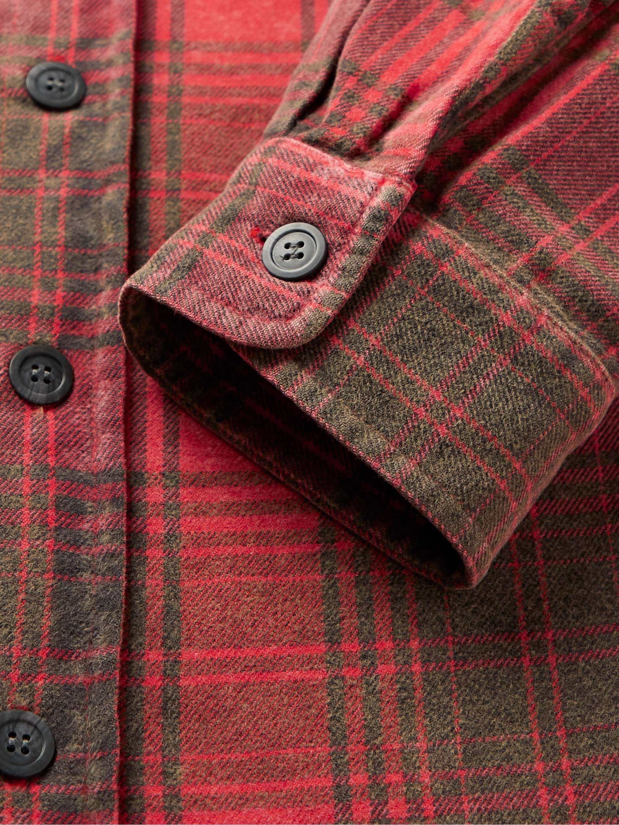 JOHN ELLIOTT Distressed Checked Cotton-Flannel Shirt