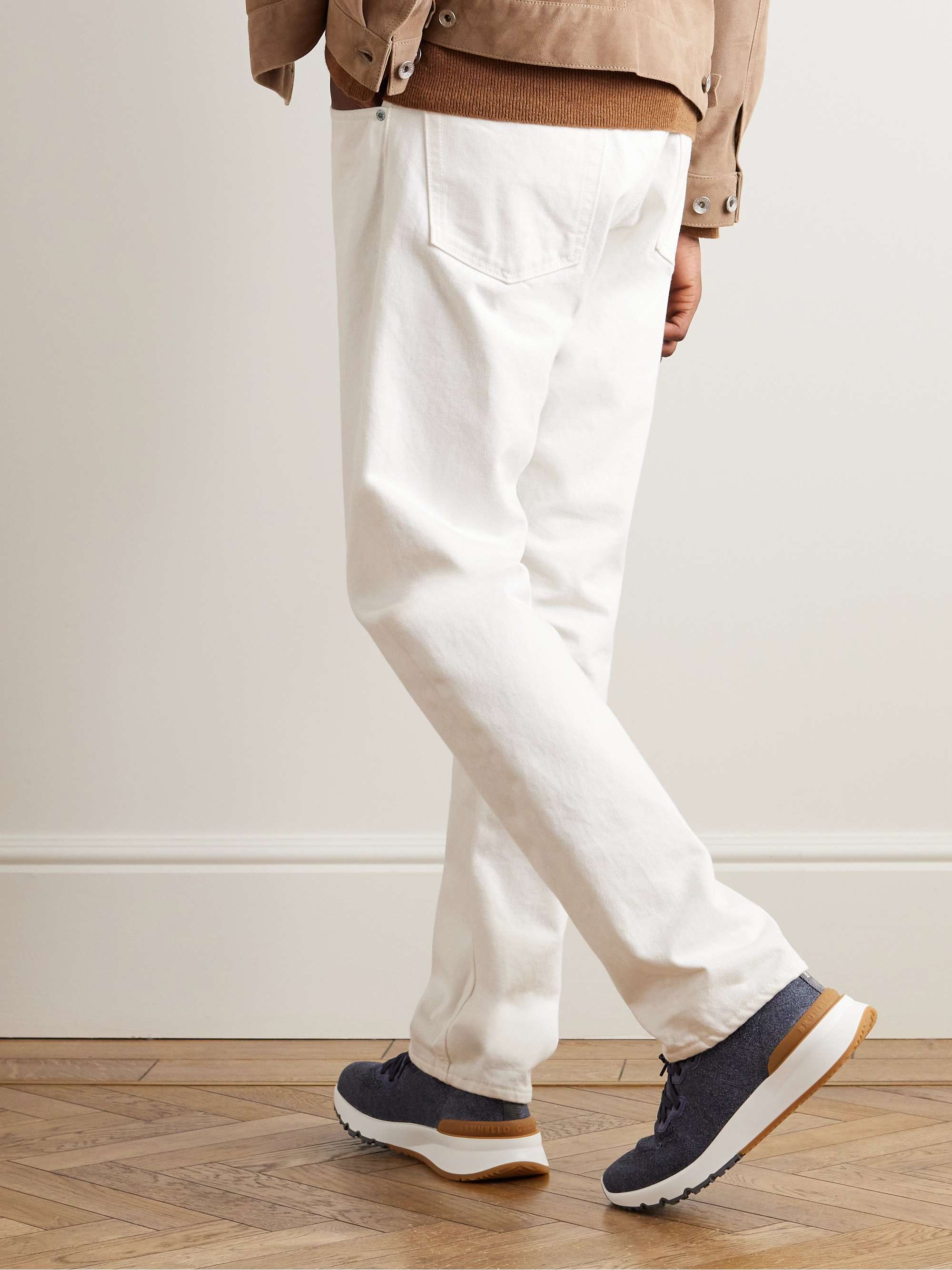 BRUNELLO CUCINELLI Leather-Trimmed Stretch-Knit Sneakers