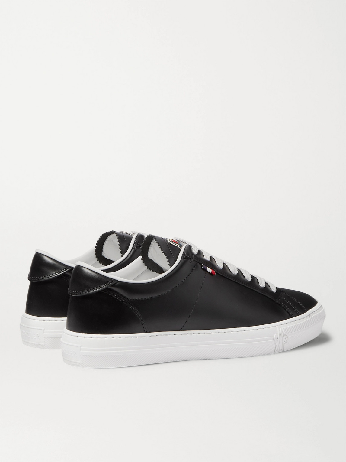Moncler Lace-up Leather Sneakers In Black