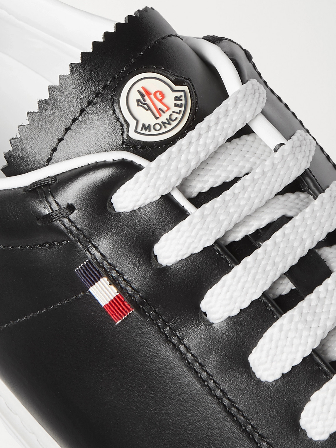 Moncler Lace-up Leather Sneakers In Black