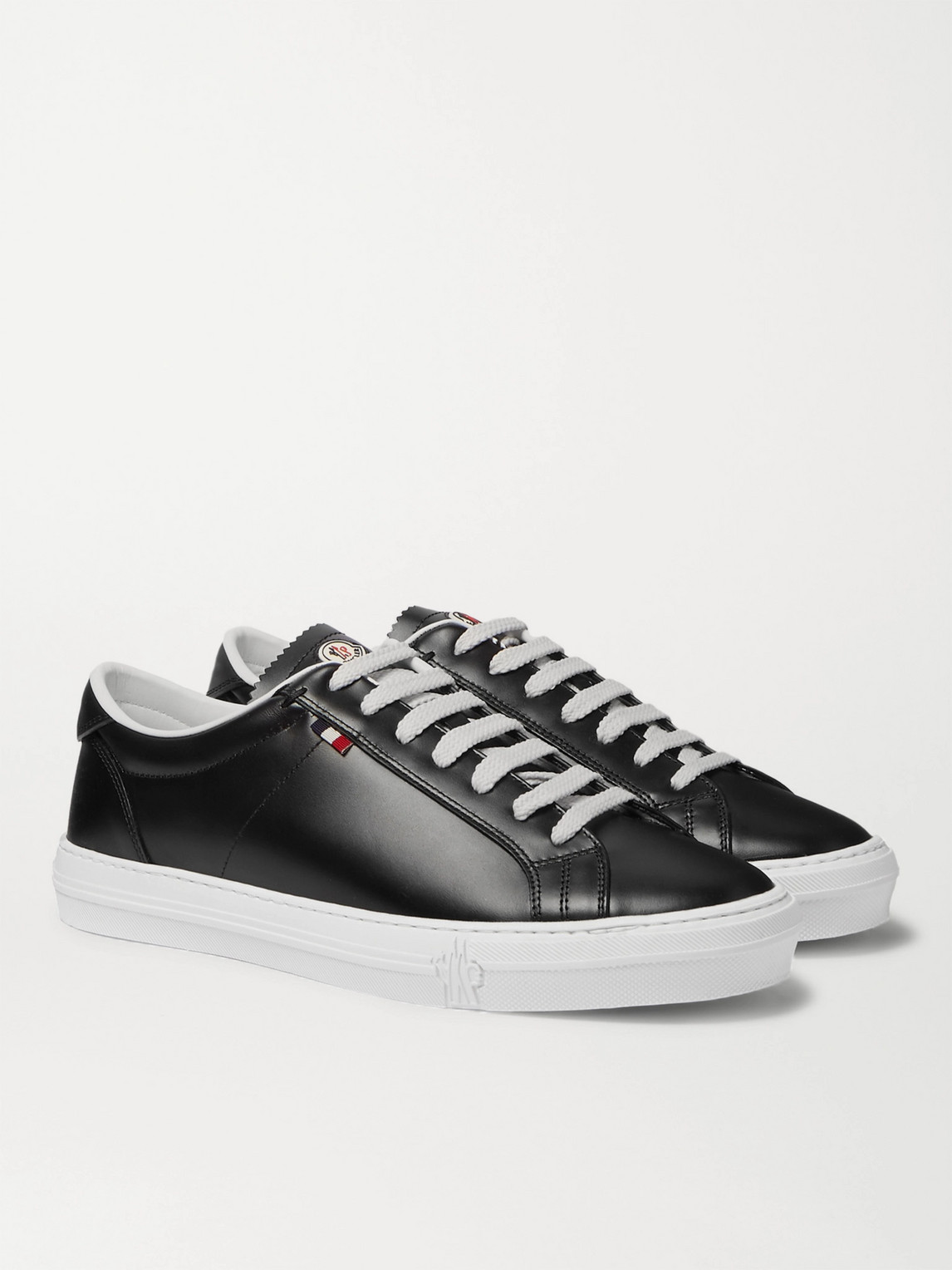 Shop Moncler Monaco Leather Sneakers In Black