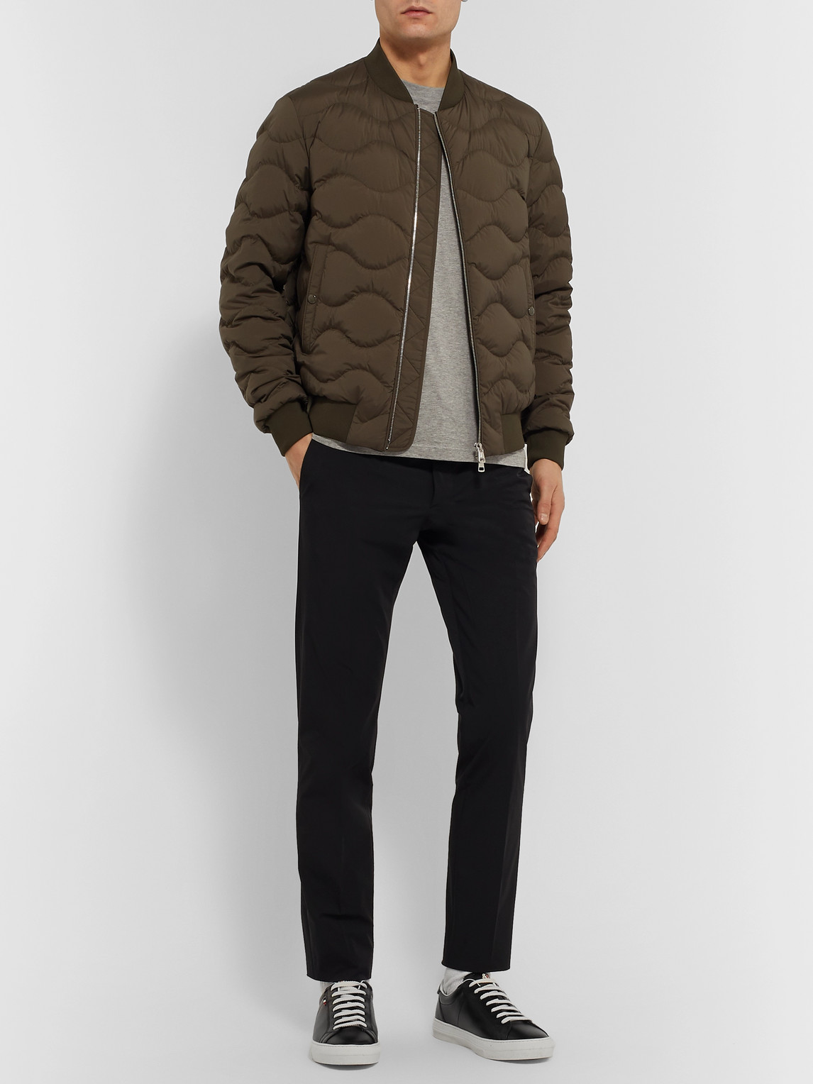 Moncler Lace-up Leather Sneakers In Black