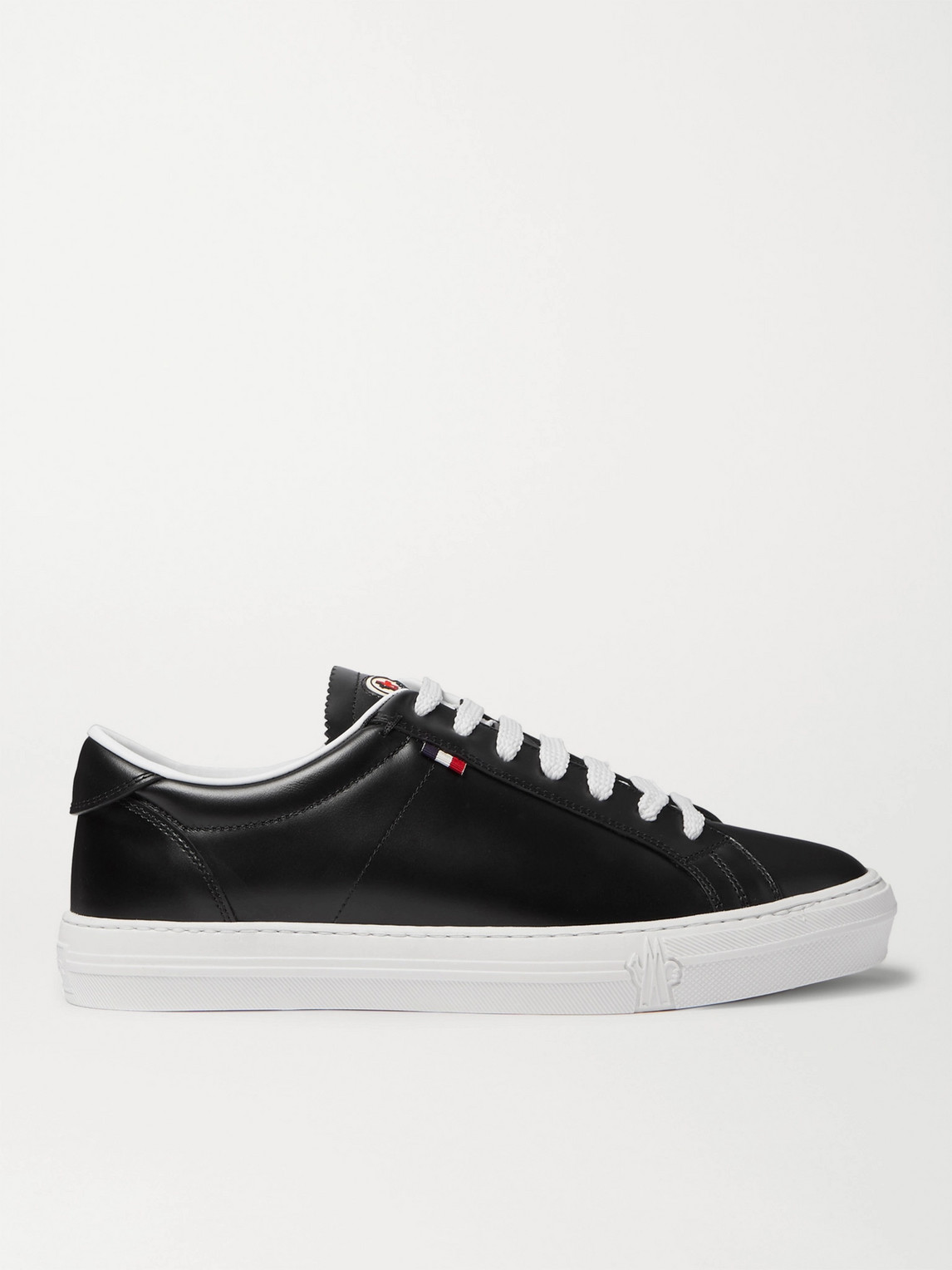 Moncler Lace-up Leather Sneakers In Black