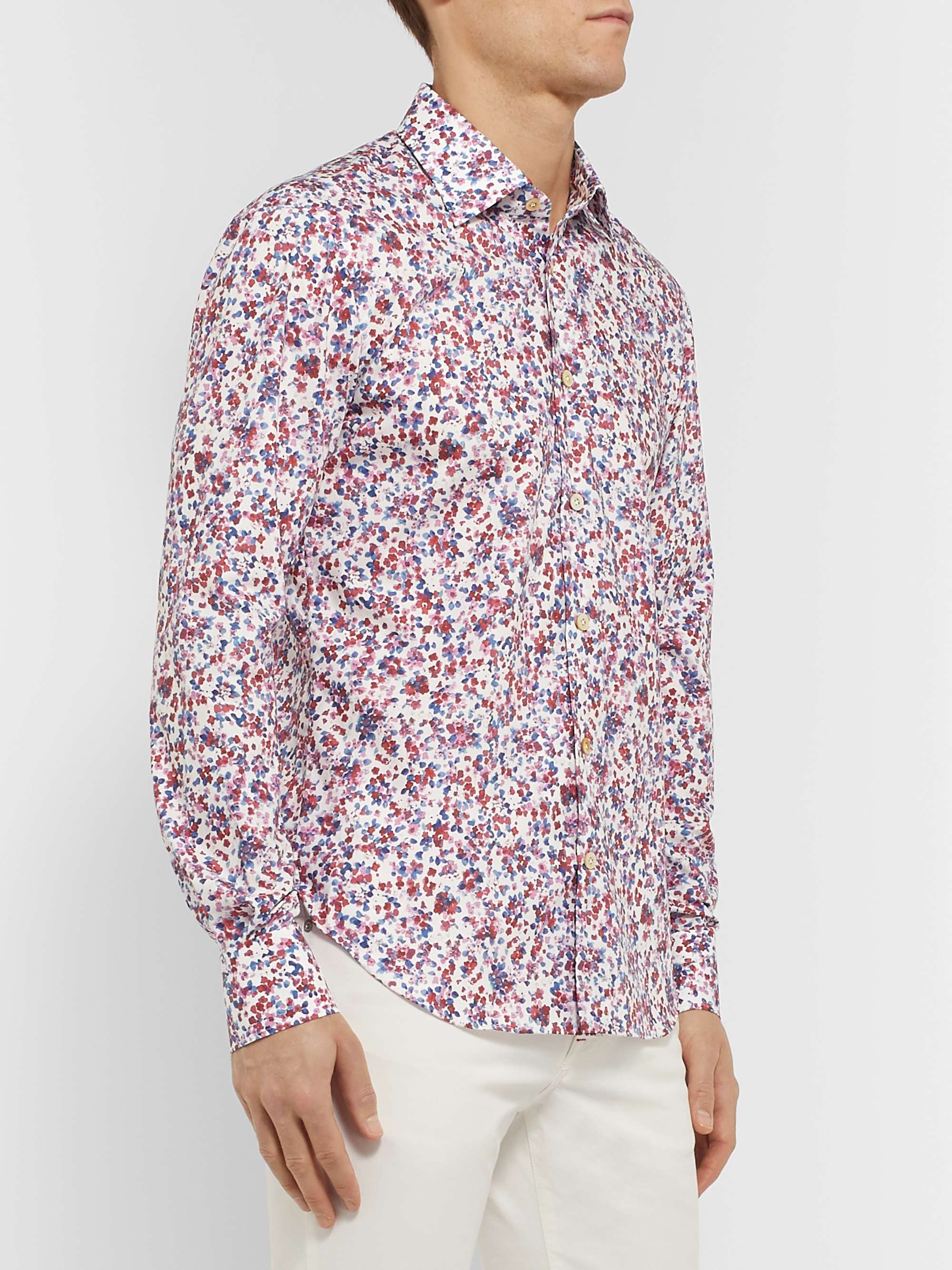 KITON Slim-Fit Printed Cotton-Poplin Shirt