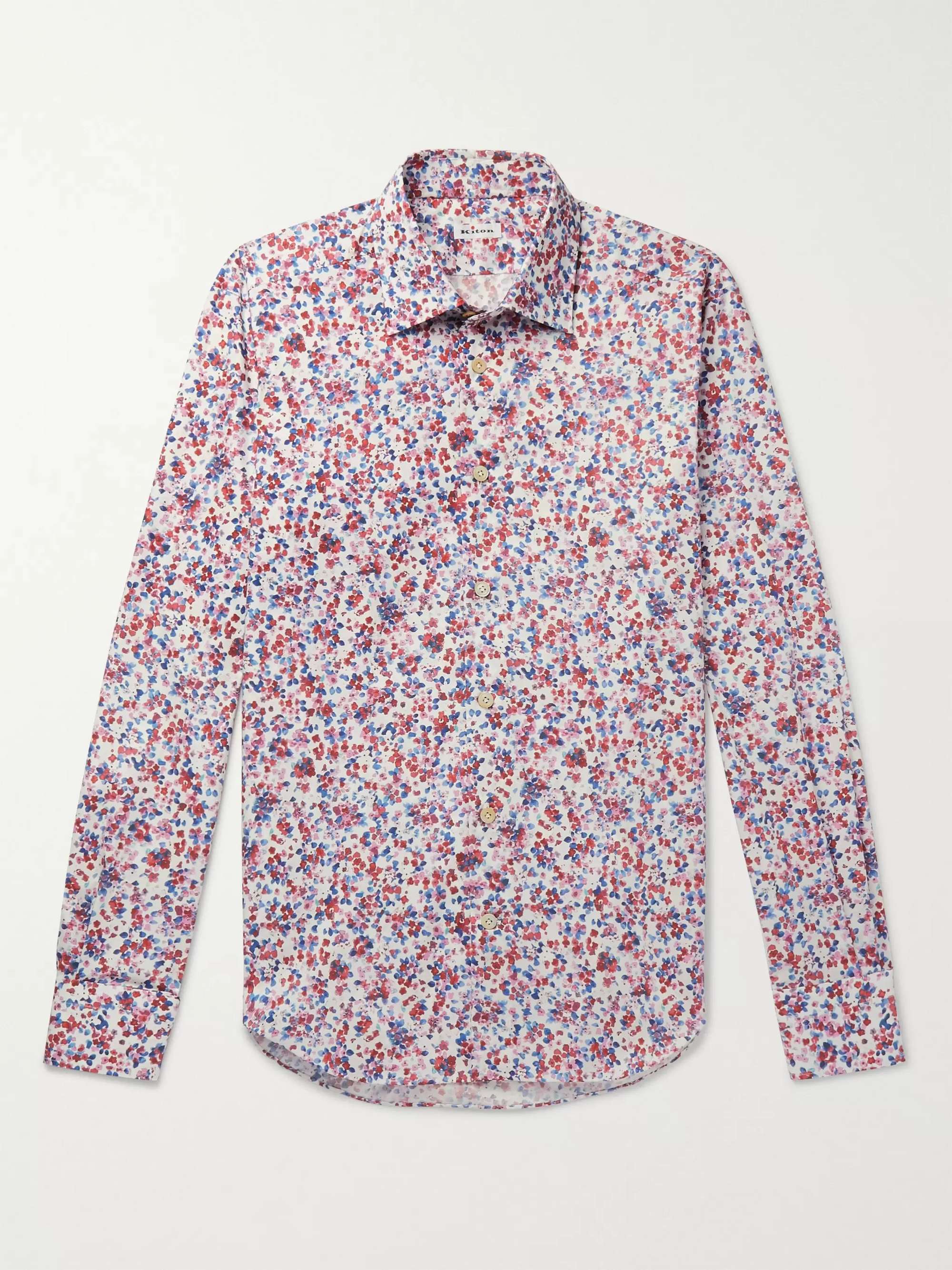 KITON Slim-Fit Printed Cotton-Poplin Shirt