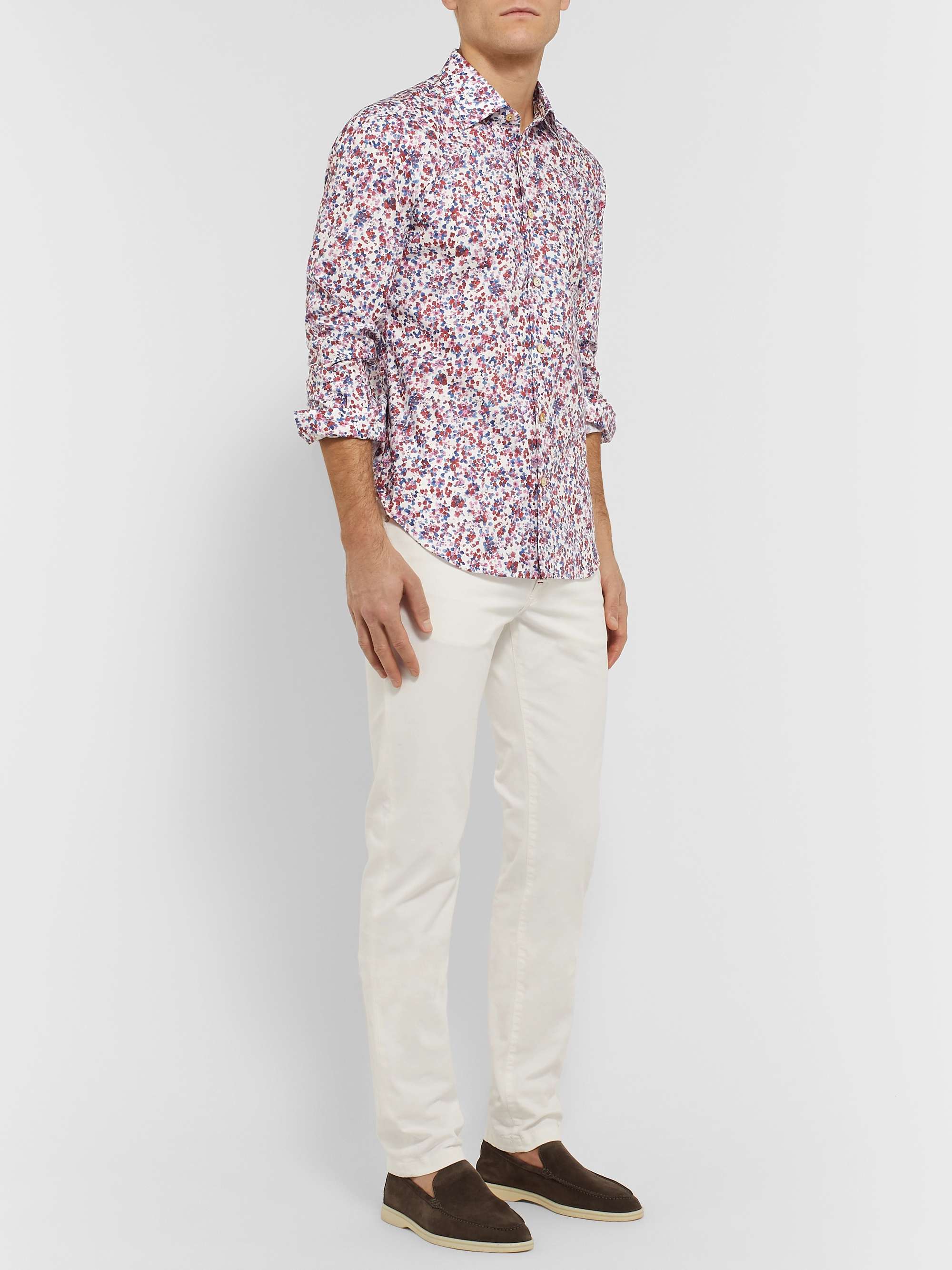 KITON Slim-Fit Printed Cotton-Poplin Shirt