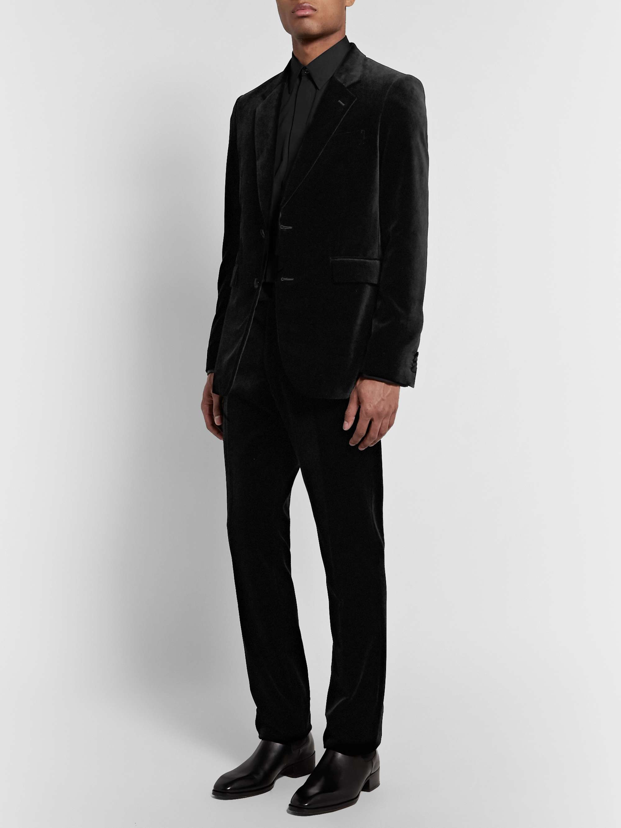 THE ROW Black Waris Slim-Fit Velvet Suit Jacket for Men | MR PORTER