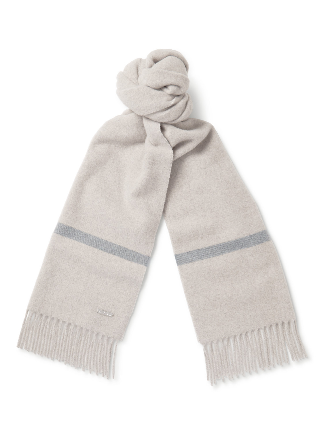 Loro Piana Striped Baby Cashmere Scarf In White