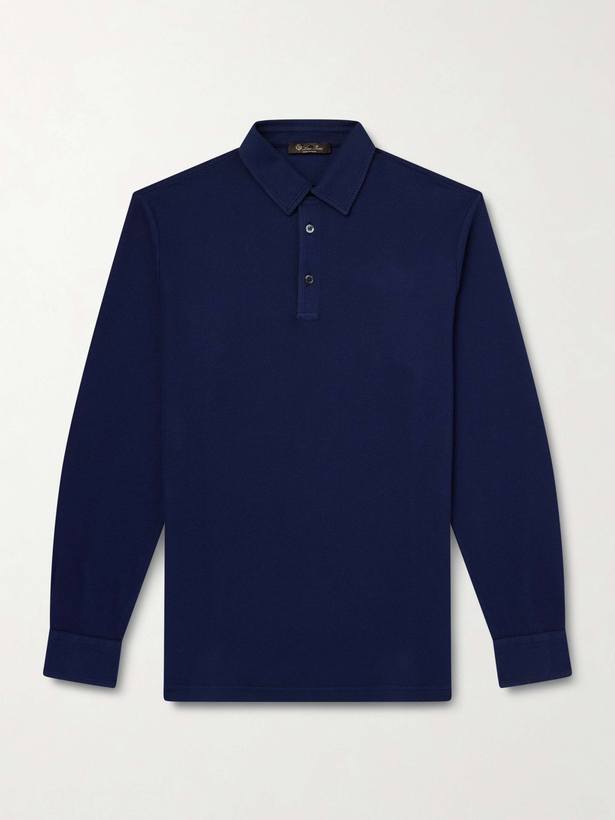 LORO PIANA كنزة بولو من قماش بيكيه قطني