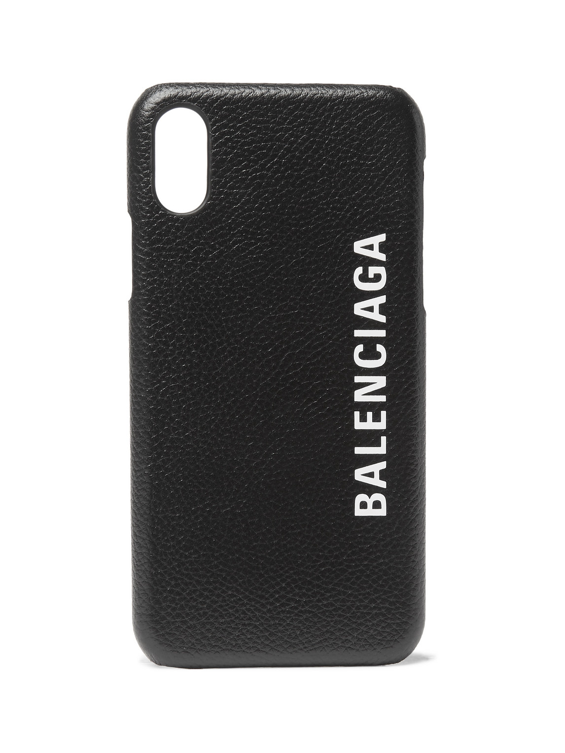 Balenciaga Logo-print Full-grain Leather Iphone X Case In Black