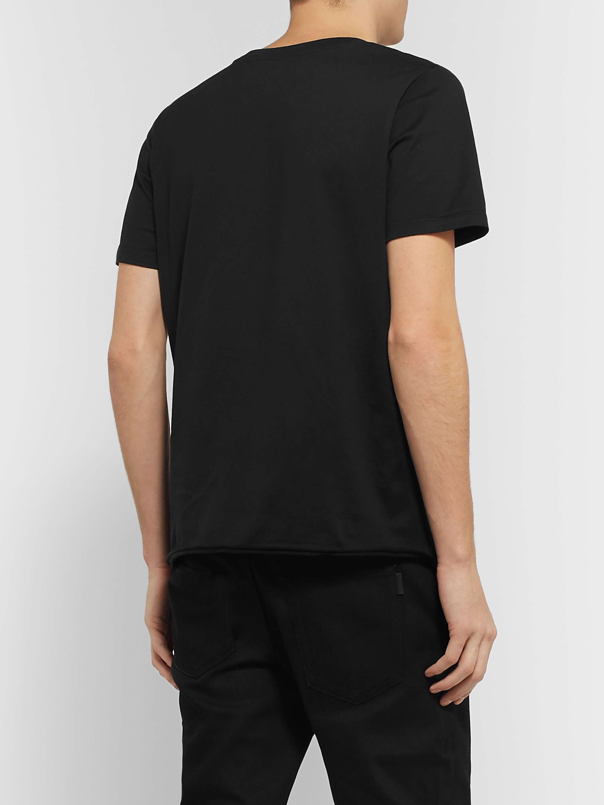 SAINT LAURENT Slim-Fit Logo-Print Mélange Cotton-Jersey T-Shirt