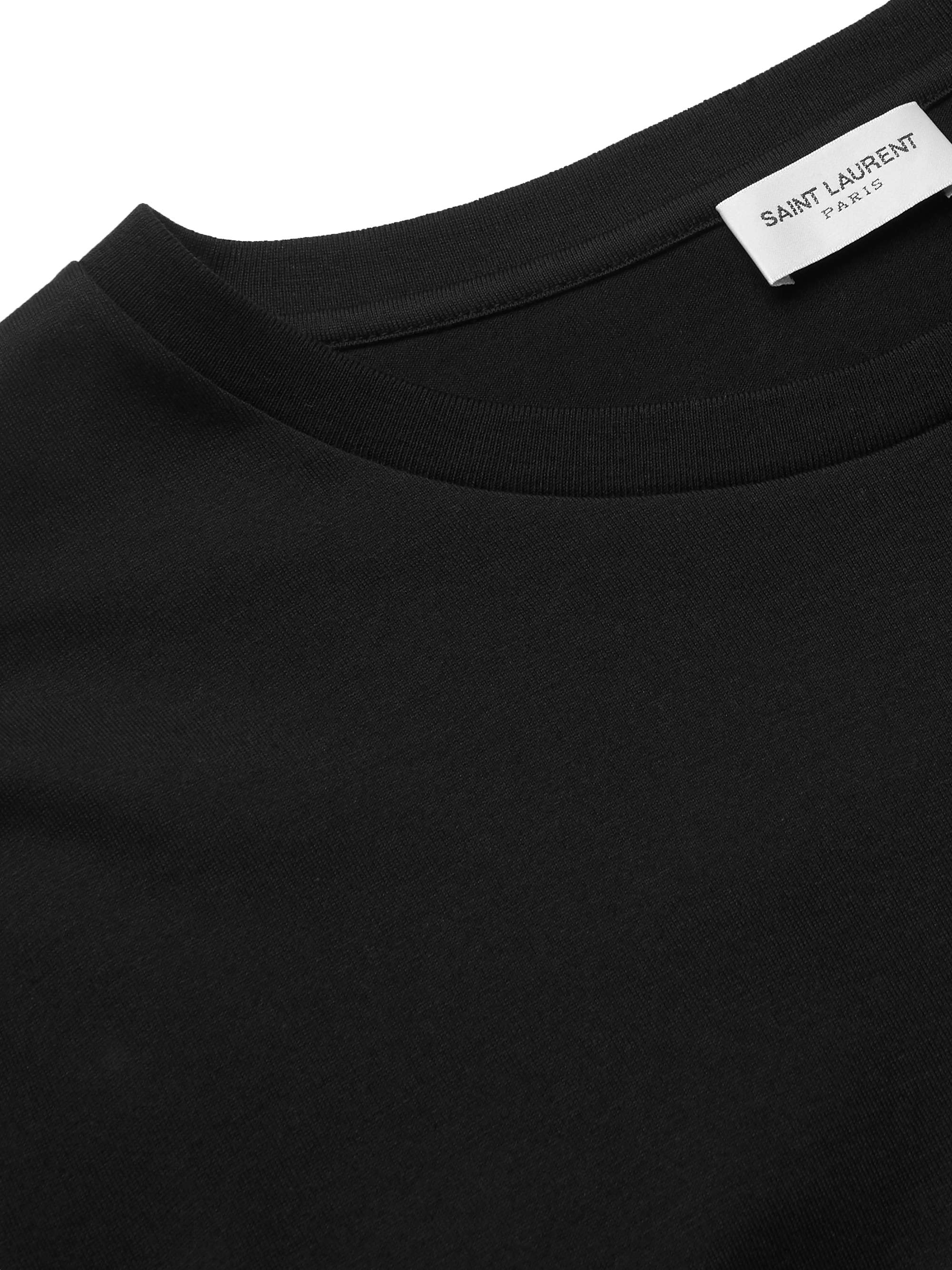 SAINT LAURENT Slim-Fit Logo-Print Mélange Cotton-Jersey T-Shirt