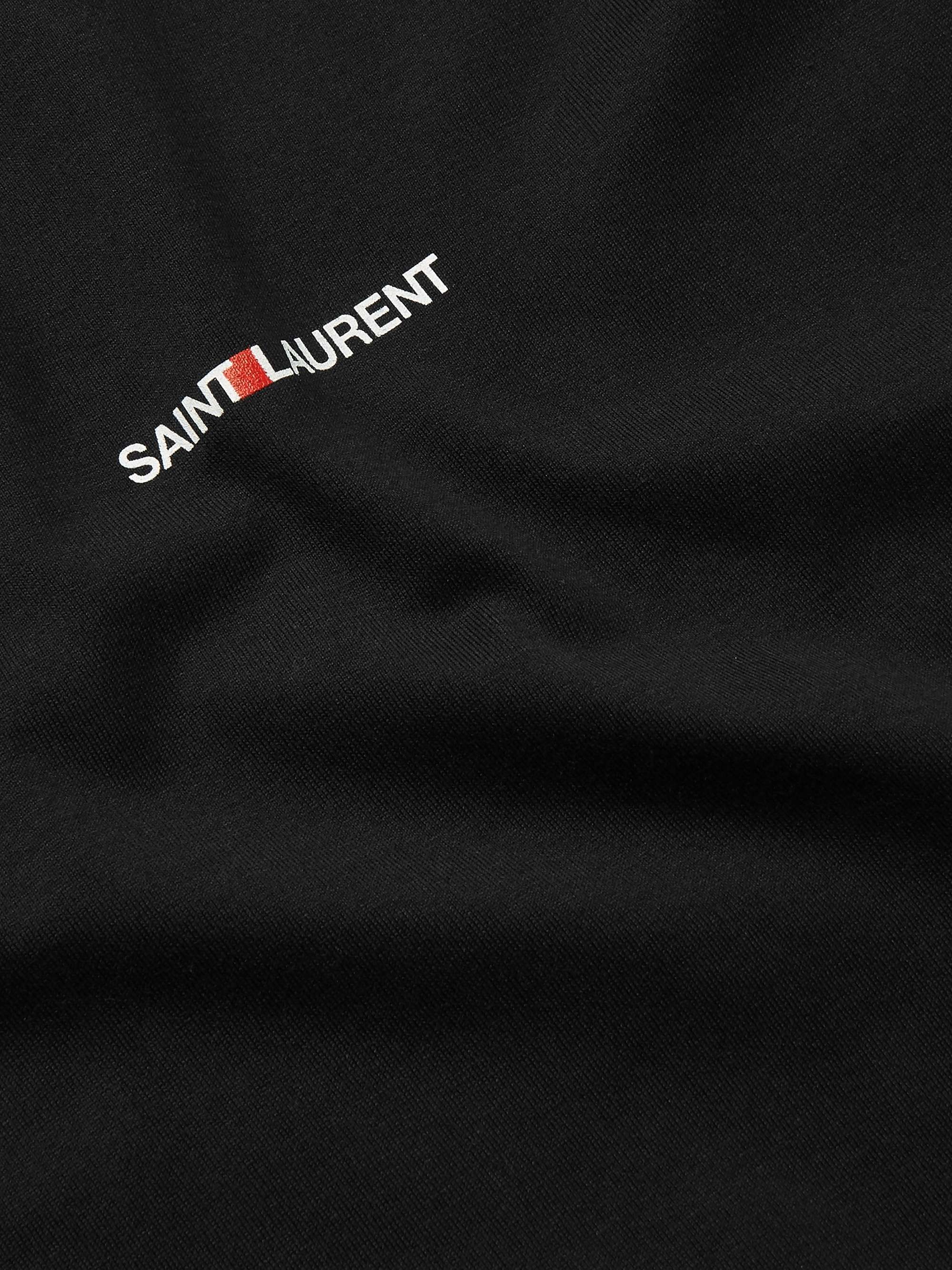 SAINT LAURENT Slim-Fit Logo-Print Mélange Cotton-Jersey T-Shirt