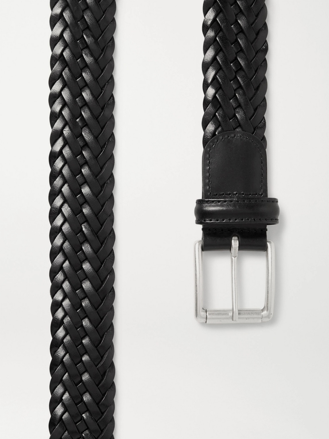 Shop Anderson's 3.5cm Woven Leather Belt In Black