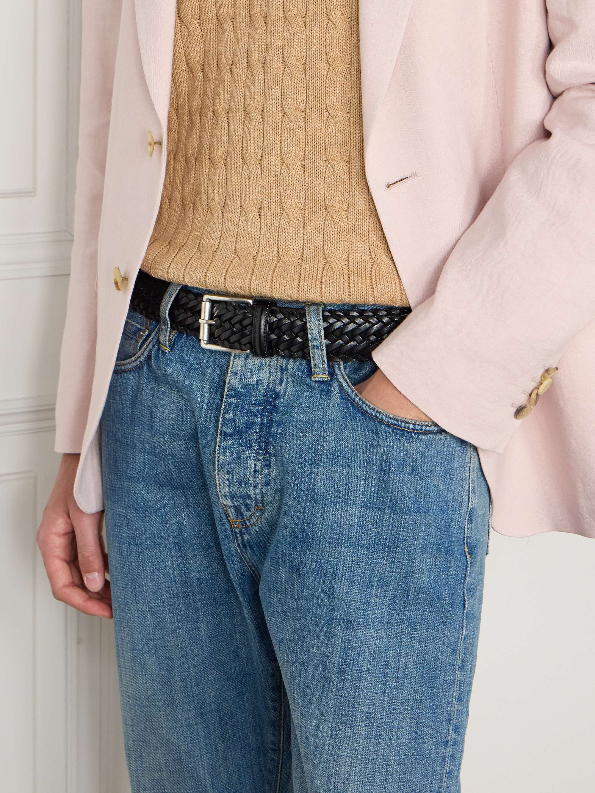 ANDERSON'S 3.5cm Woven Leather Belt