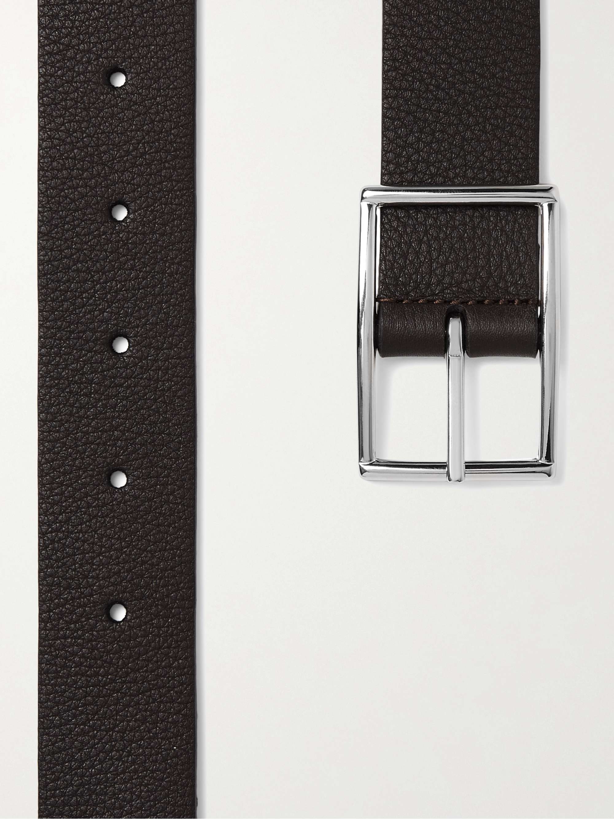 ANDERSON'S 3cm Black and Dark-Brown Reversible Leather Belt