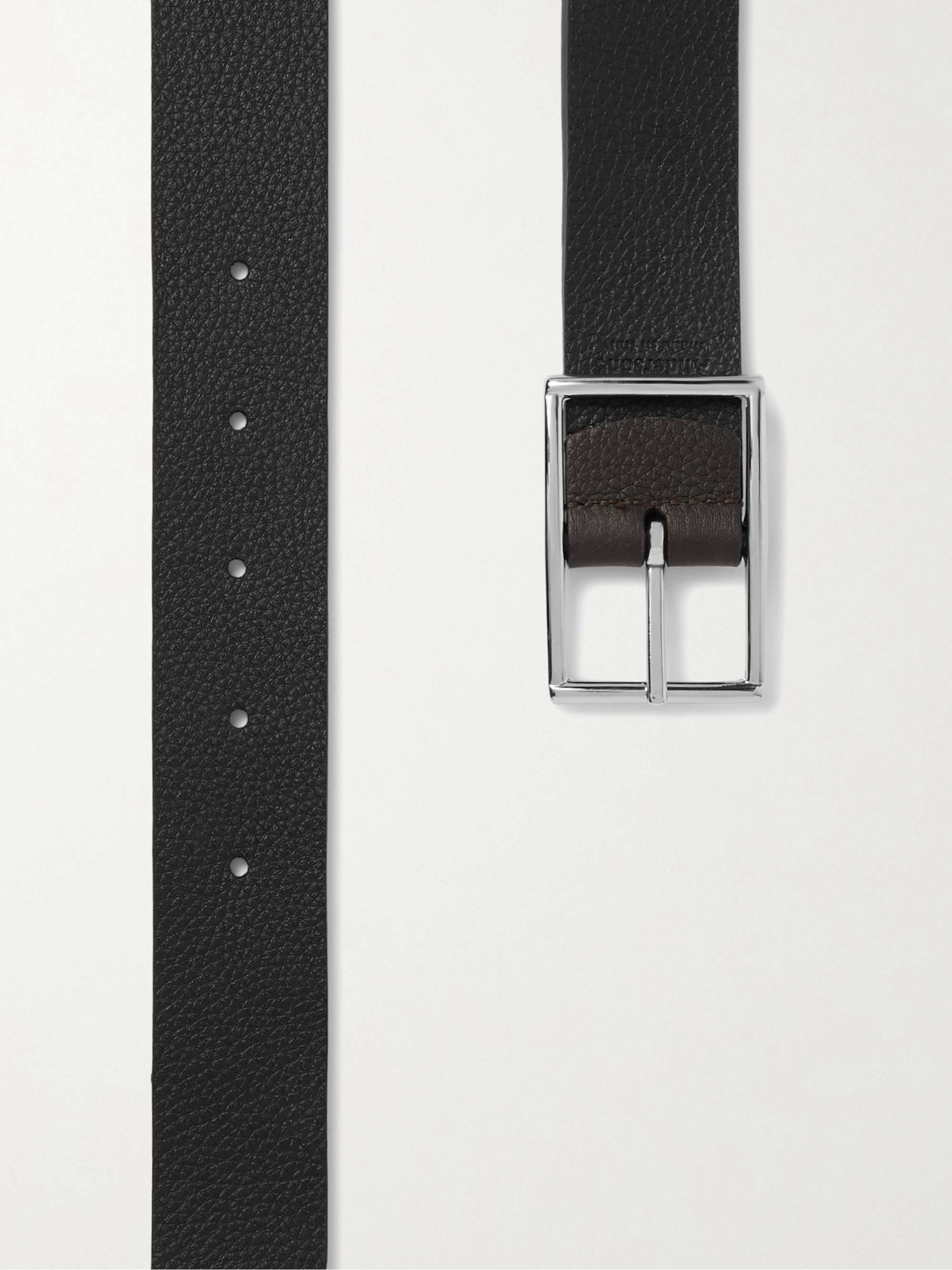 ANDERSON'S 3cm Black and Dark-Brown Reversible Leather Belt