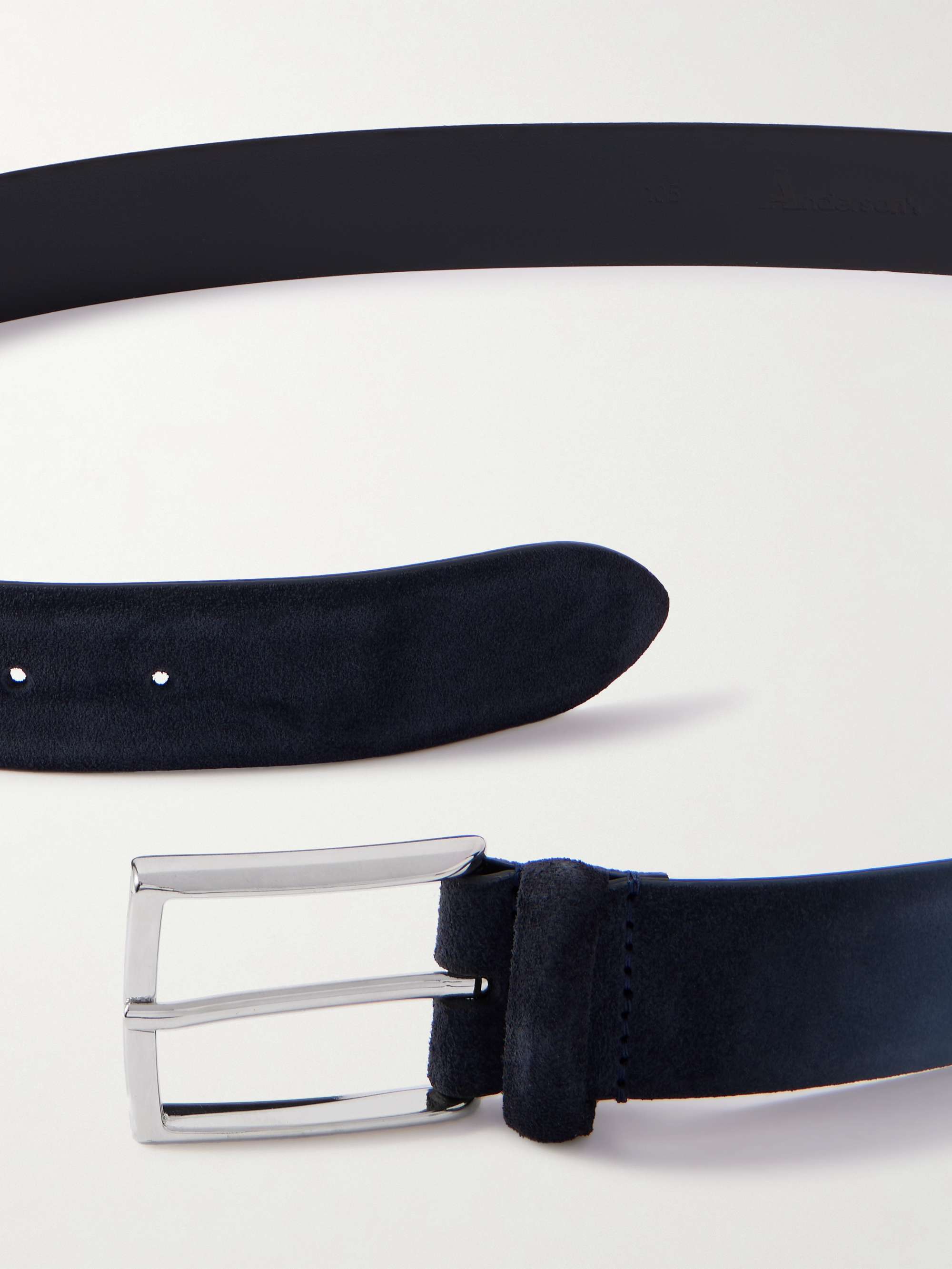 ANDERSON'S 3.5cm Navy Suede Belt