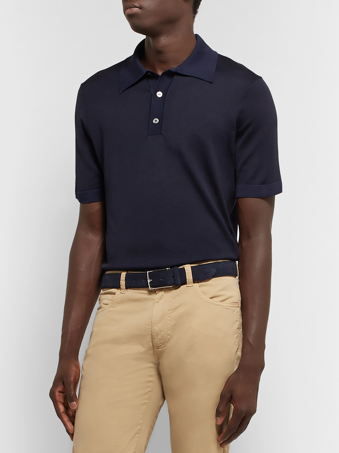 Anderson's 3.5cm Navy Suede Belt In Blue