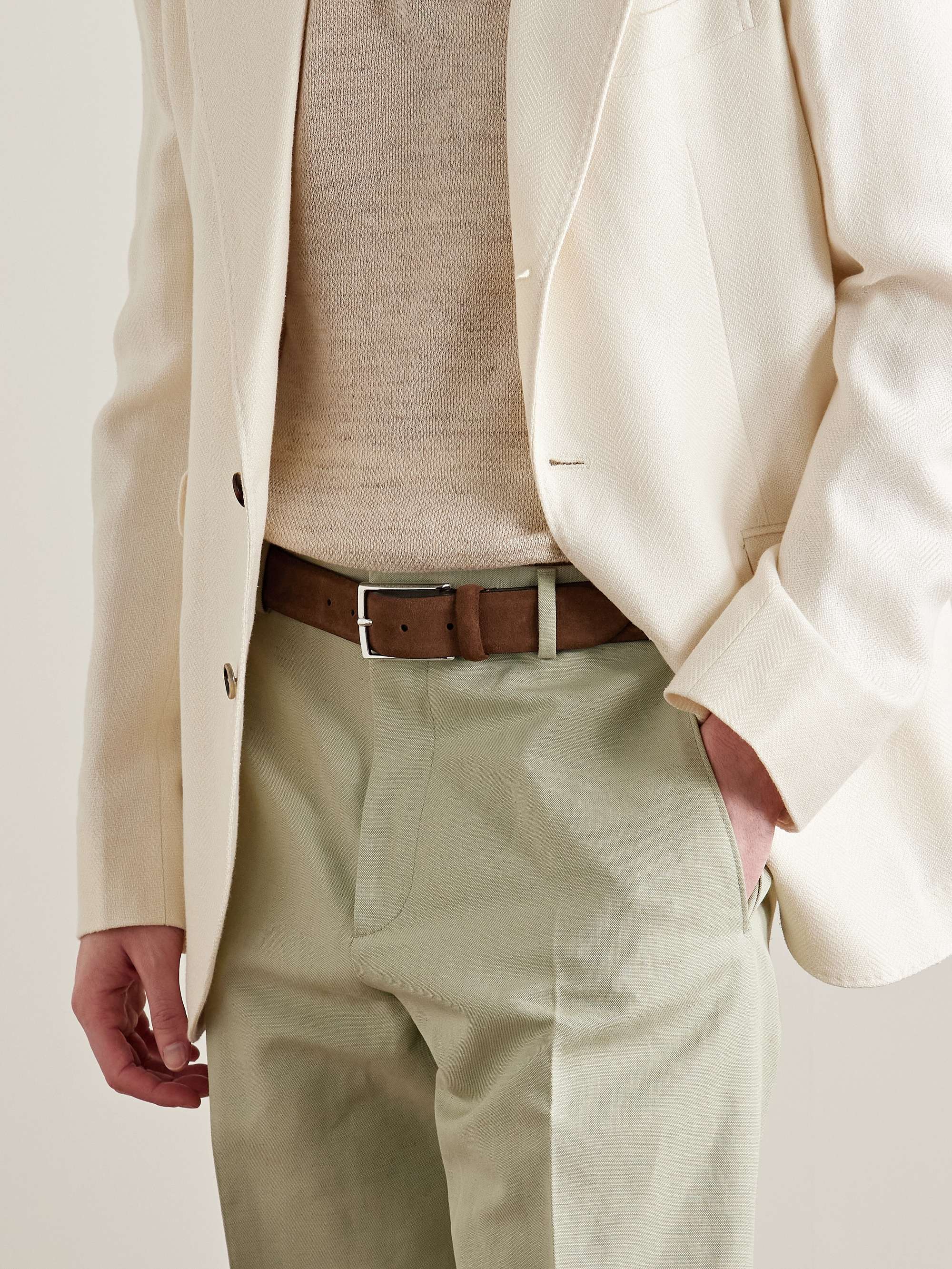 ANDERSON'S 3.5cm Navy Suede Belt