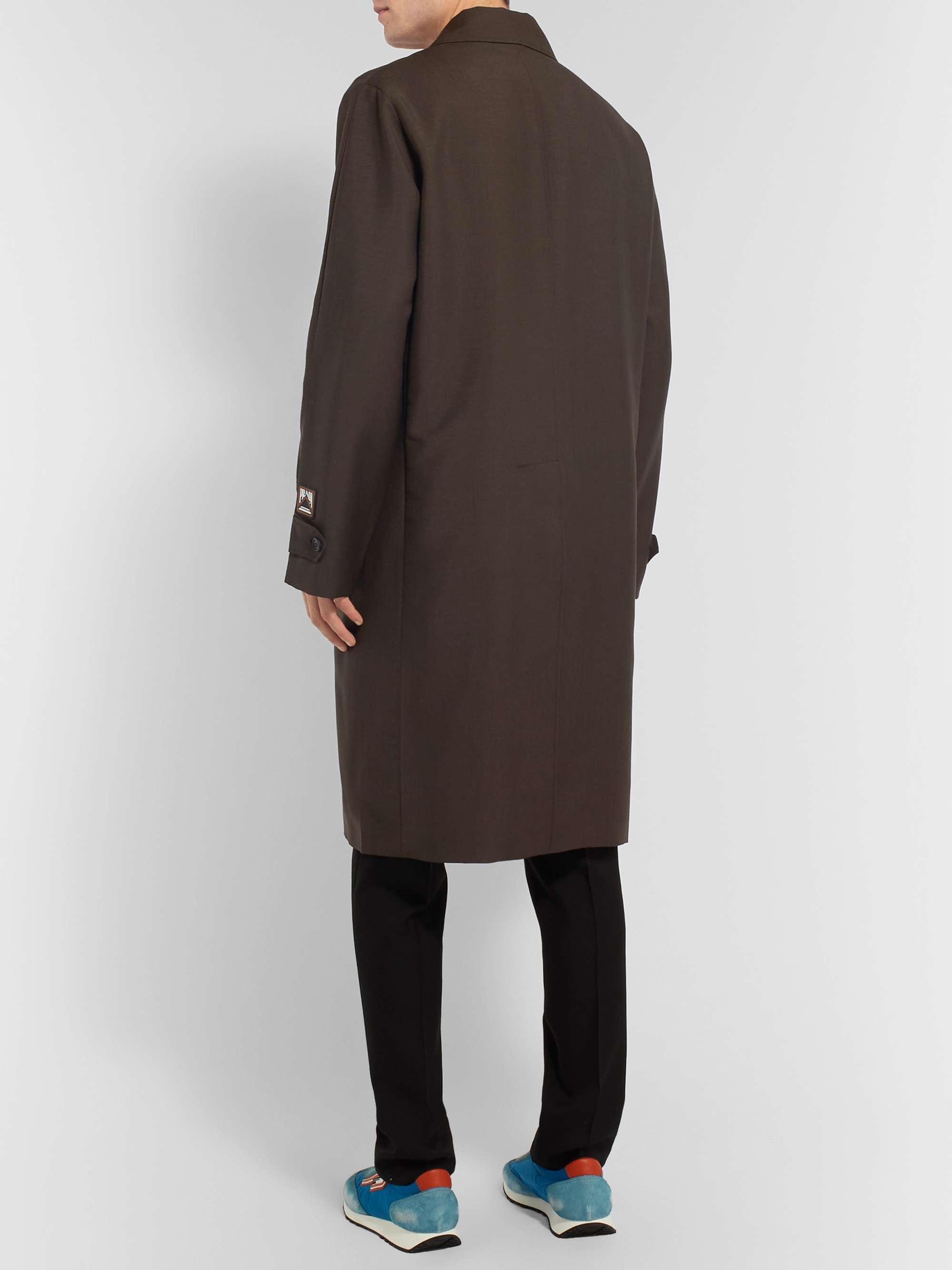 PRADA Logo-Appliquéd Mohair and Wool-Blend Coat for Men | MR PORTER