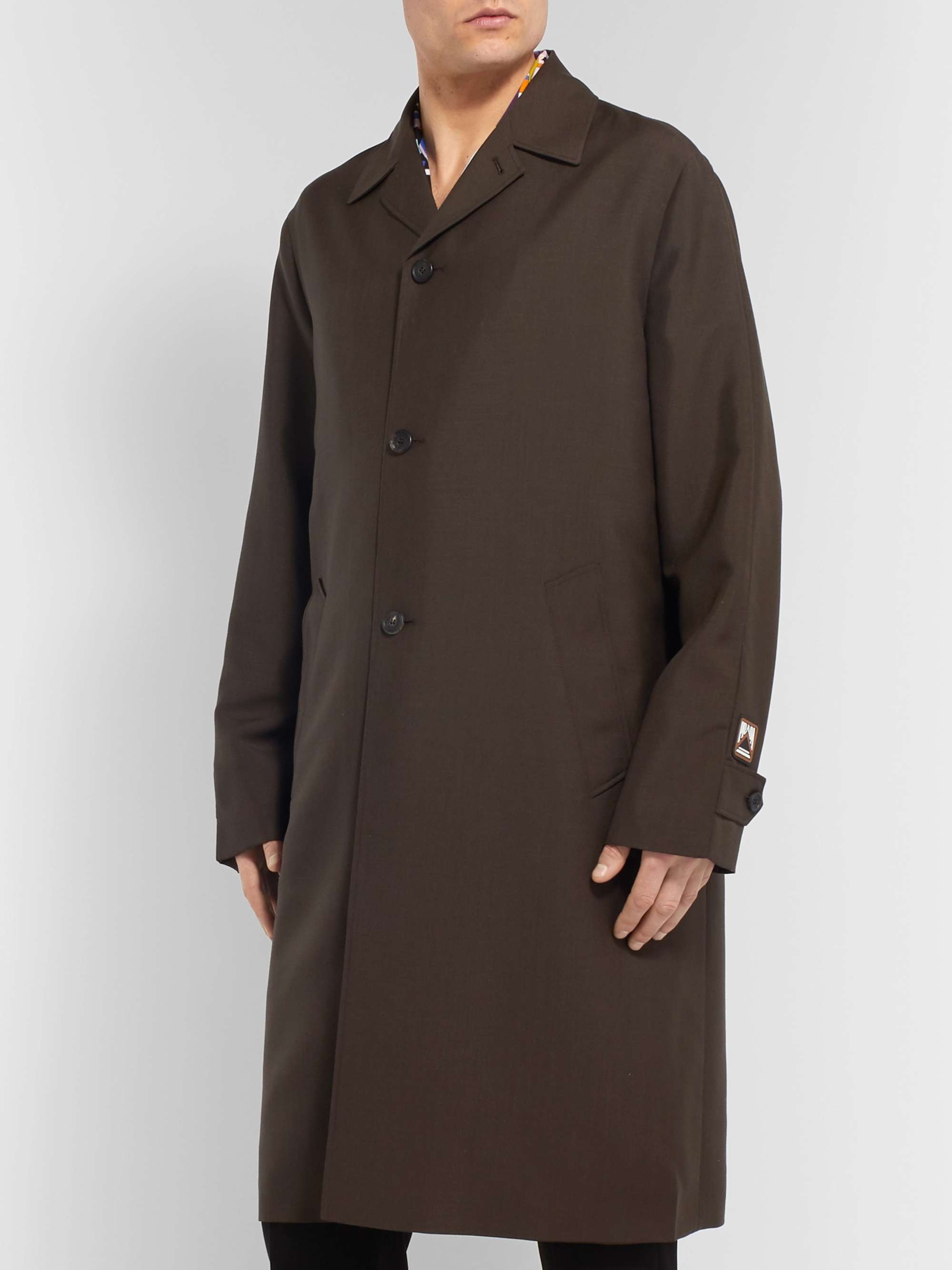 PRADA Logo-Appliquéd Mohair and Wool-Blend Coat