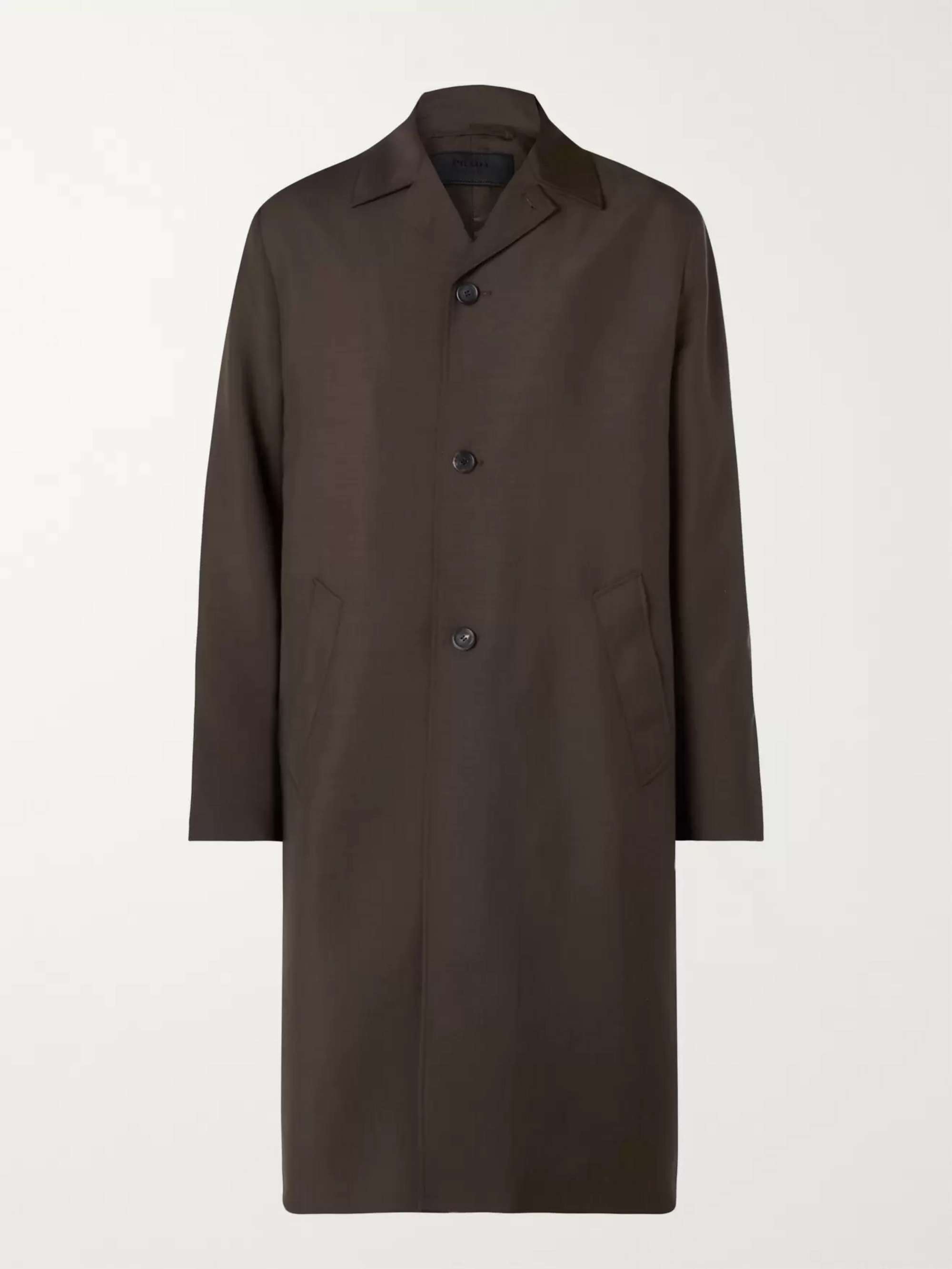 PRADA Logo-Appliquéd Mohair and Wool-Blend Coat
