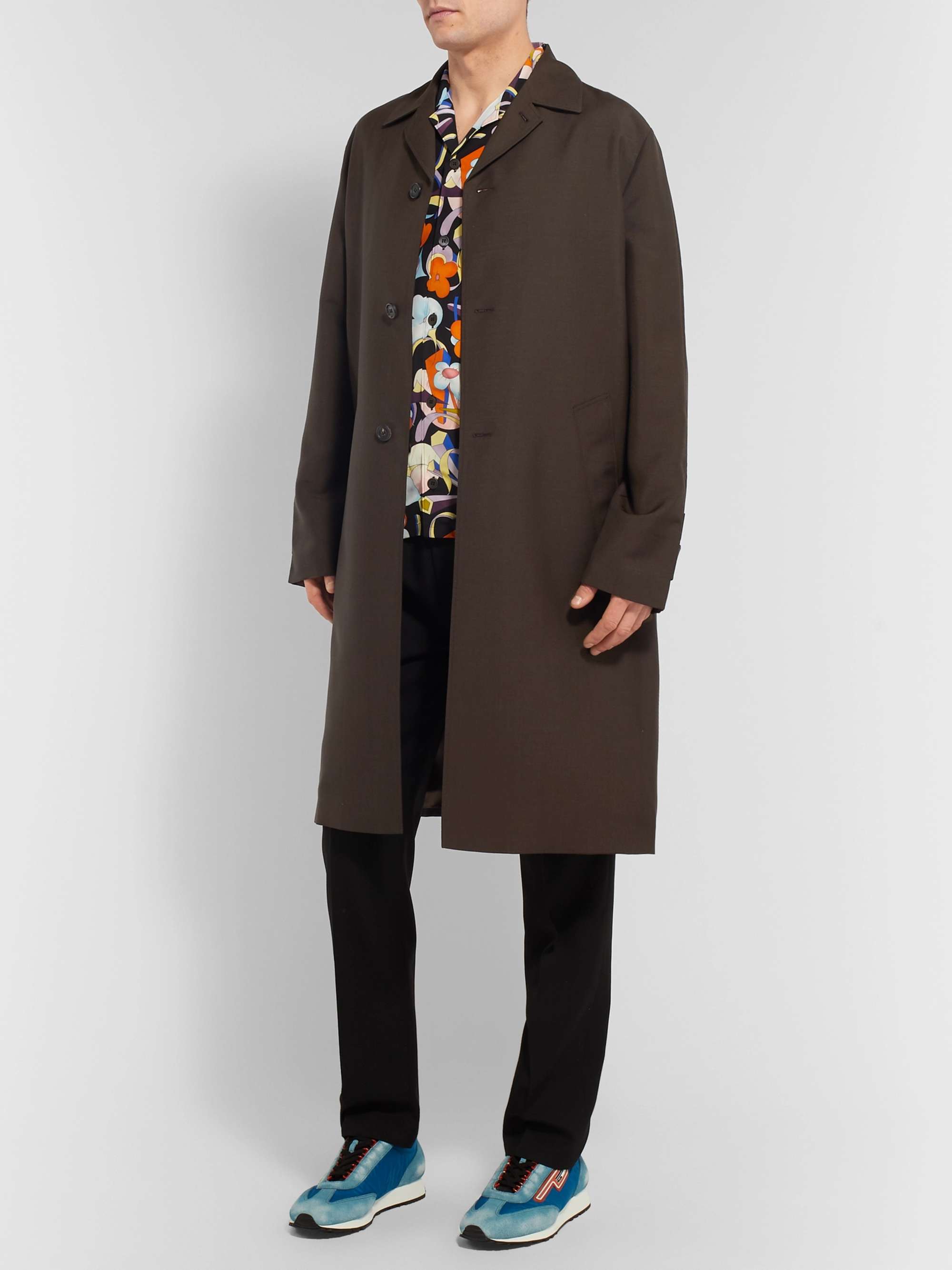 PRADA Logo-Appliquéd Mohair and Wool-Blend Coat