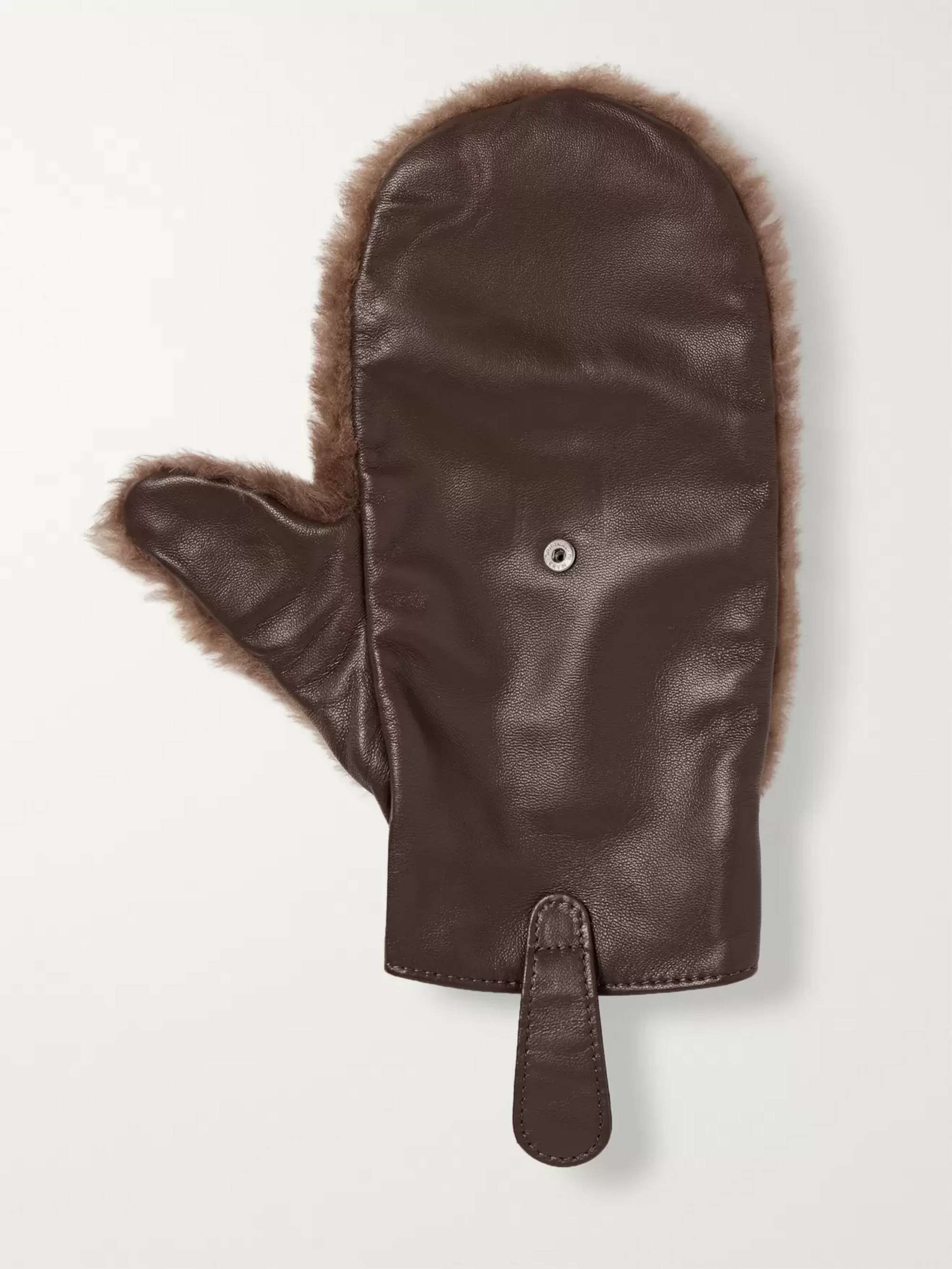 LORENZI MILANO Shearling and Leather Shoeshine Mitt