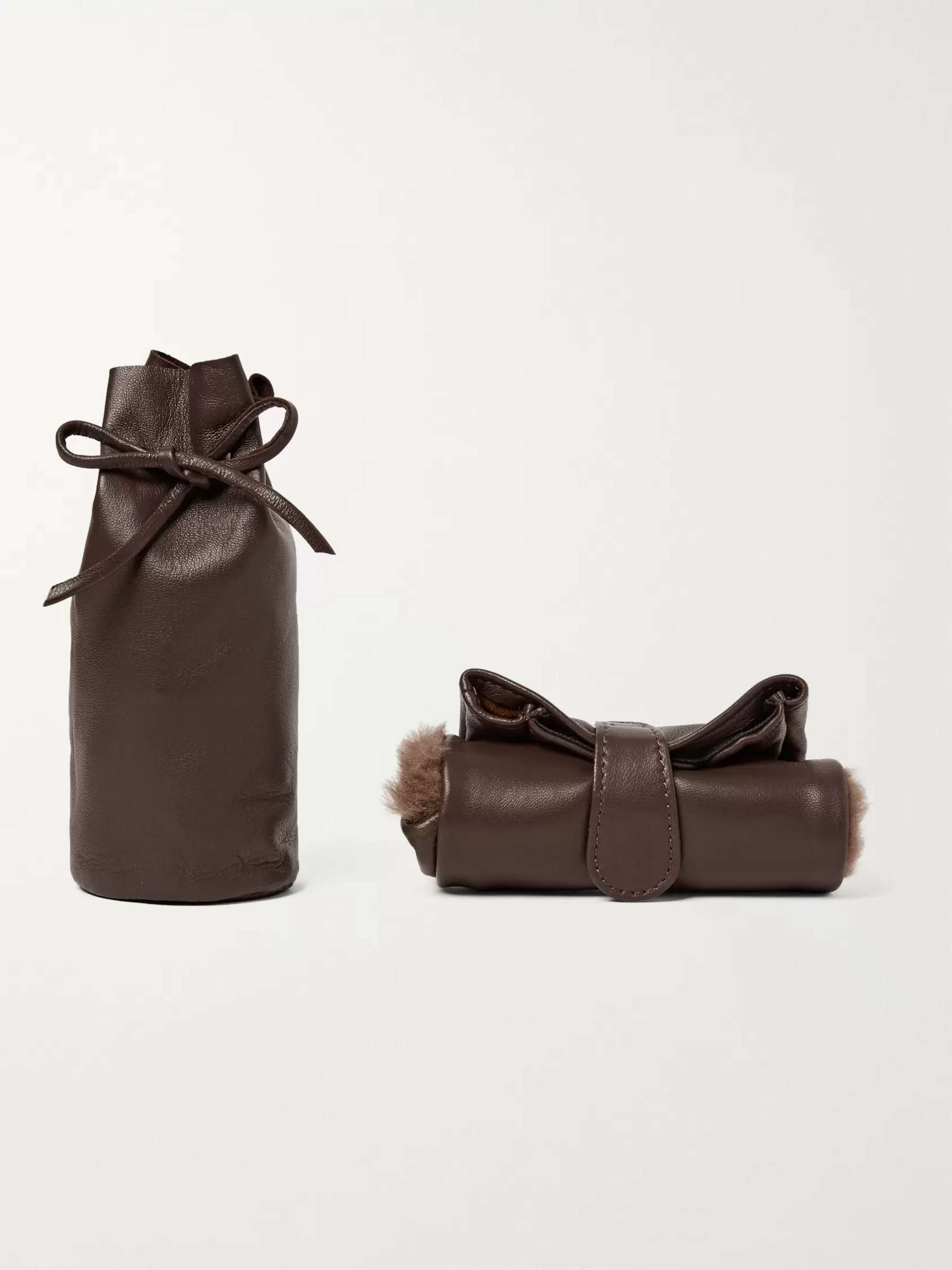 LORENZI MILANO Shearling and Leather Shoeshine Mitt