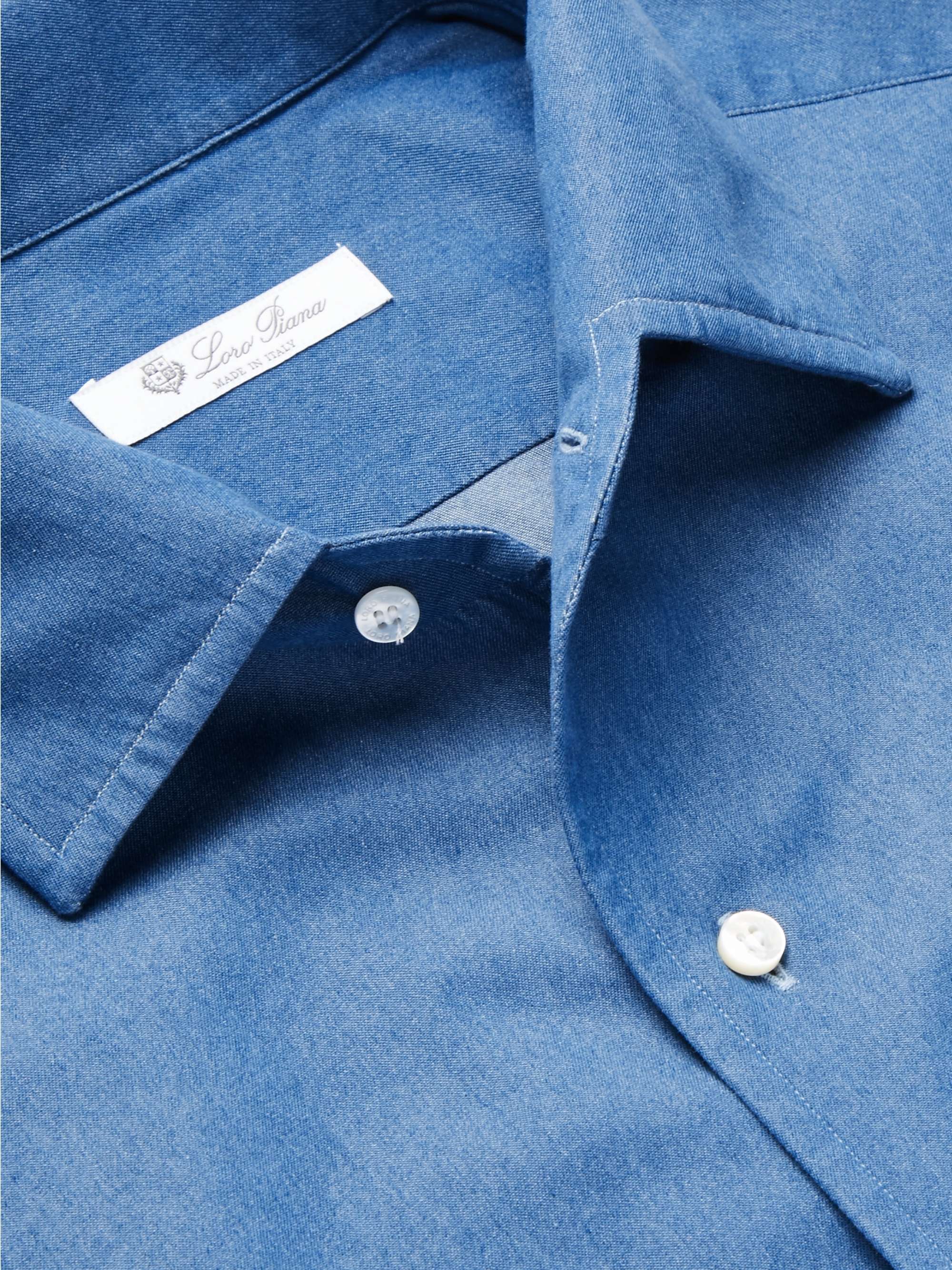 LORO PIANA Washed Cotton-Chambray Shirt