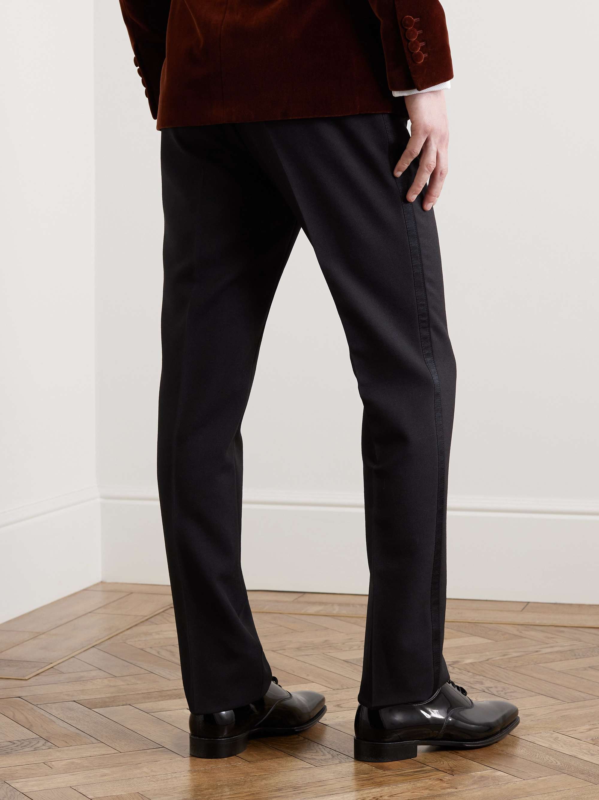 KINGSMAN Eggsy's Black Wool and Mohair-Blend Tuxedo Trousers