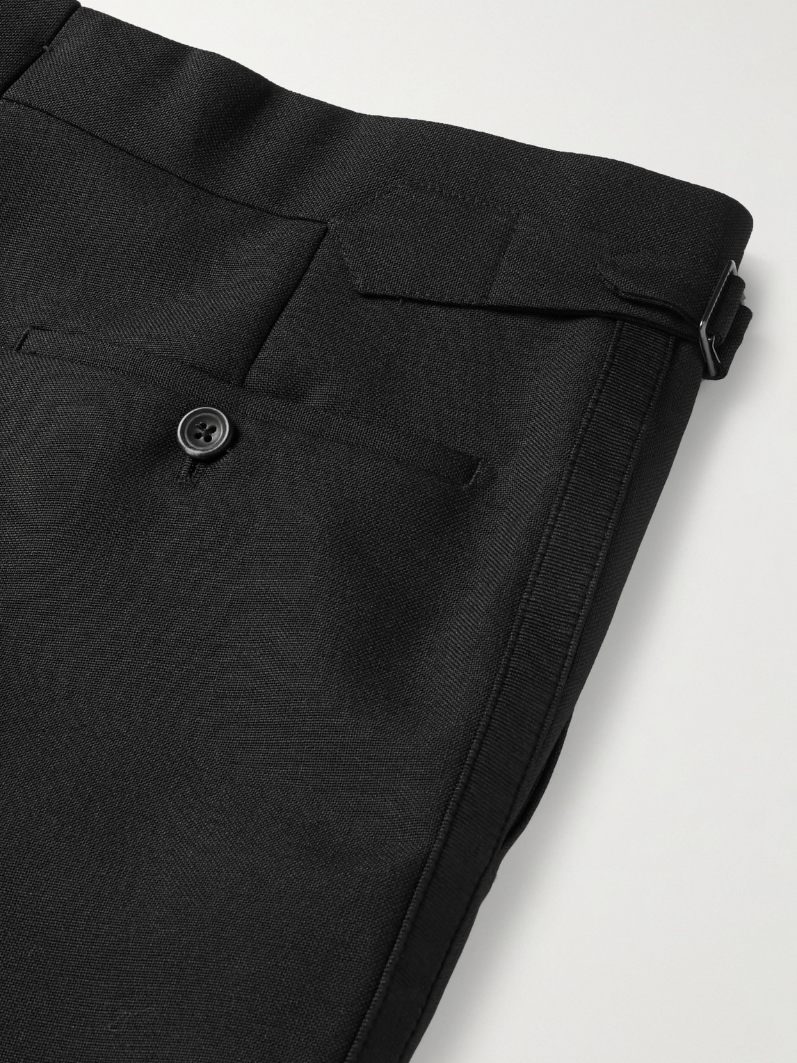 Shop Kingsman Eggsy's Black Wool And Mohair-blend Tuxedo Trousers