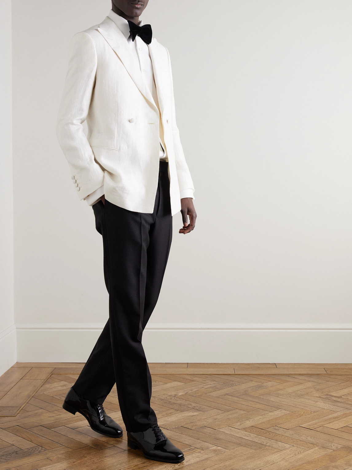 Shop Kingsman Eggsy's Black Wool And Mohair-blend Tuxedo Trousers