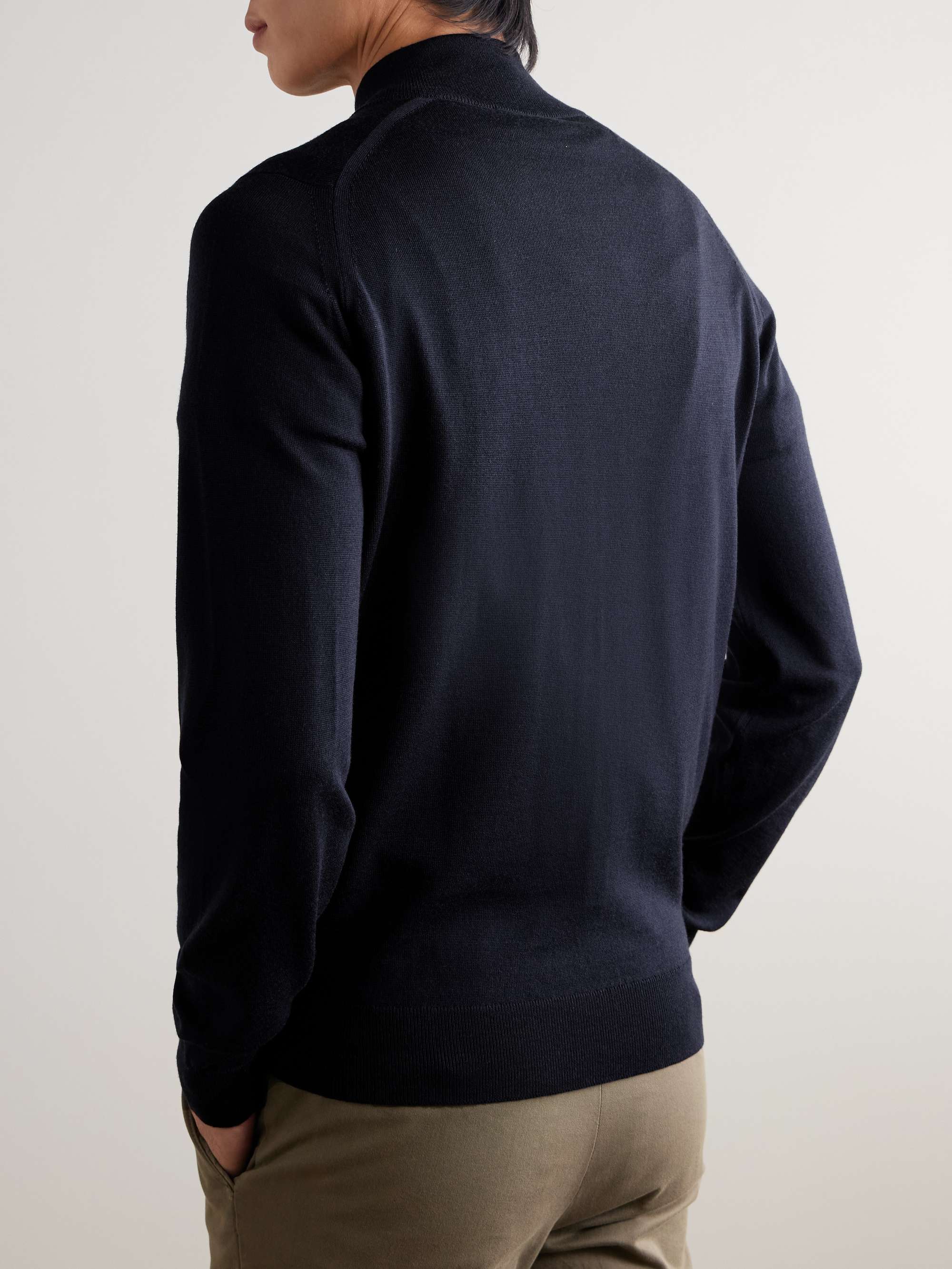 JOHN SMEDLEY Claygate Merino Wool Zip-Up Cardigan