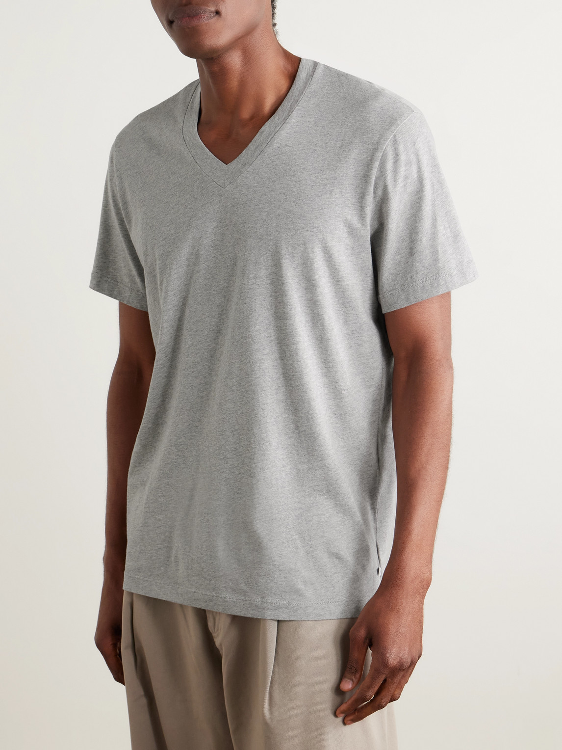 Shop James Perse Mélange Combed Cotton-jersey T-shirt In Gray