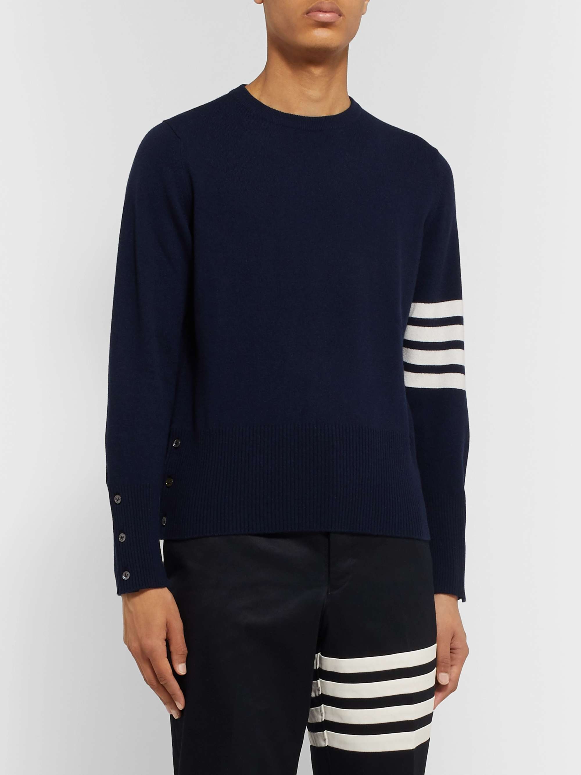 THOM BROWNE Slim-Fit Striped Cashmere Sweater