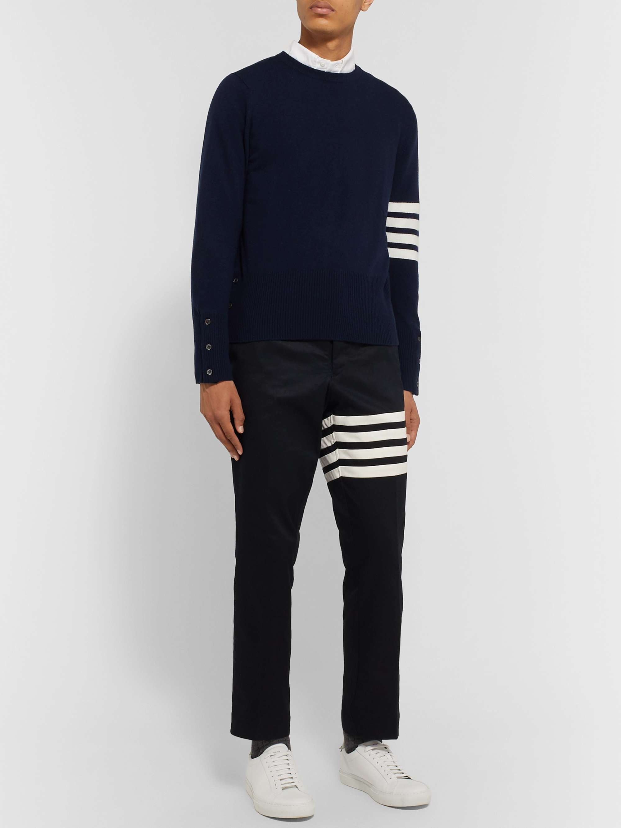 THOM BROWNE Slim-Fit Striped Cashmere Sweater