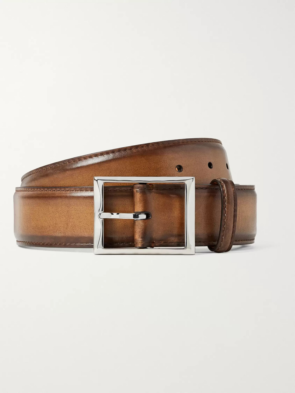 Berluti 3.5cm Brown Classic Leather Belt - Men