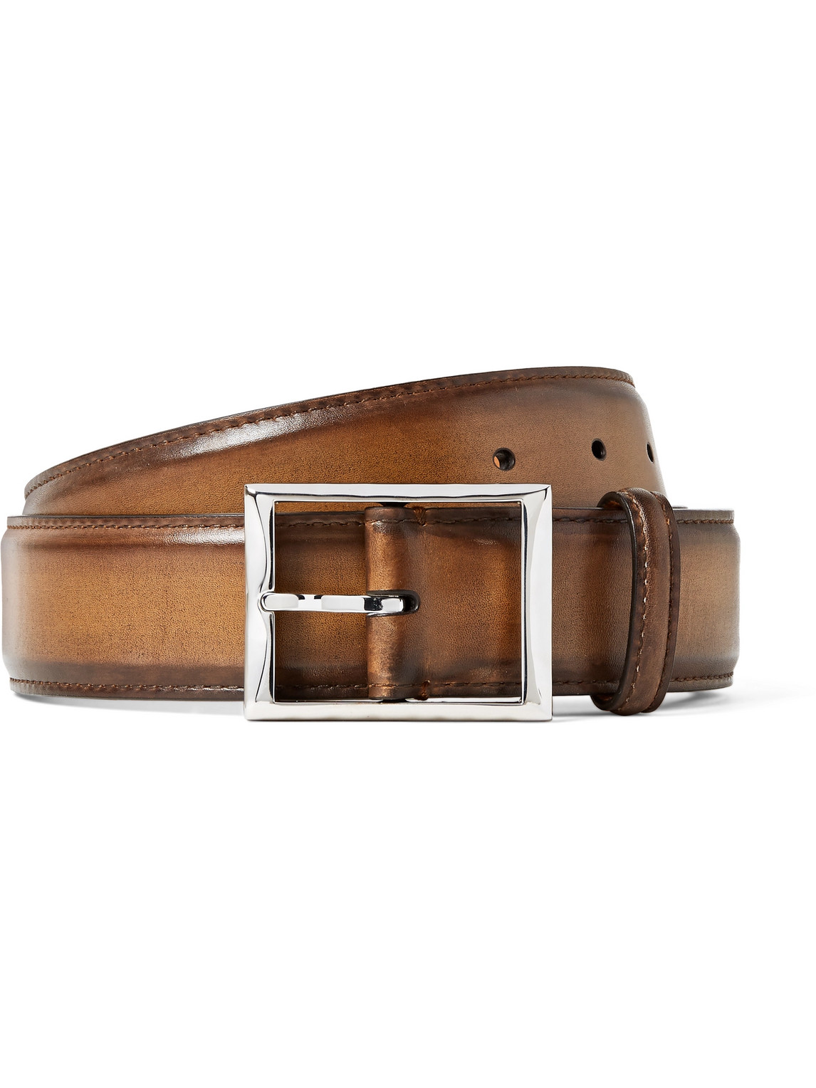 Berluti 3.5cm Brown Classic Leather Belt
