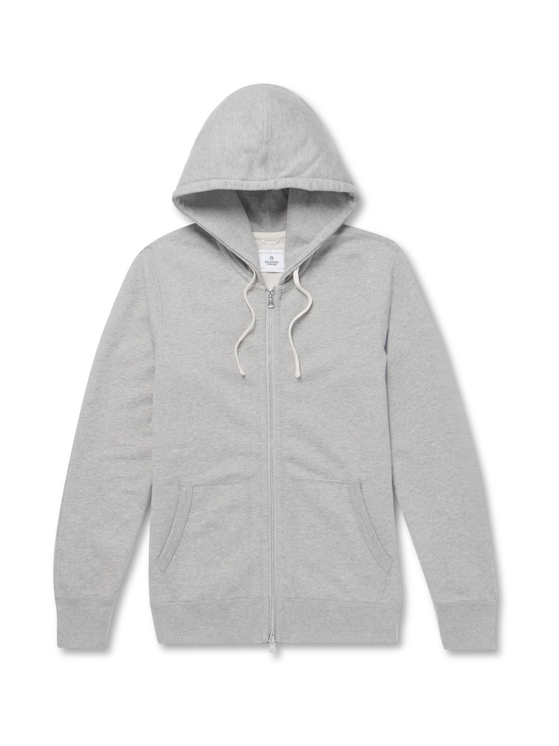 Reigning Champ Slim-fit Mélange Loopback Cotton-jersey Zip-up Hoodie In Gray