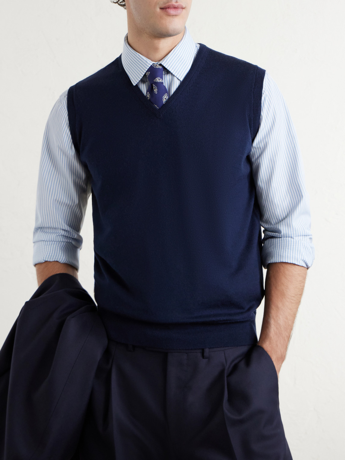  John Smedley - Hadfield Slim-fit Merino Wool Sweater Vest - Men - Blue - S 