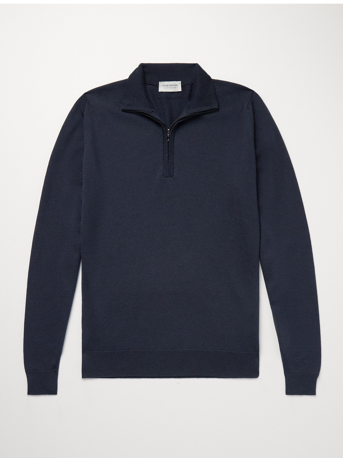 John Smedley Tapton Slim-fit Merino Wool Half-zip Sweater In Blue