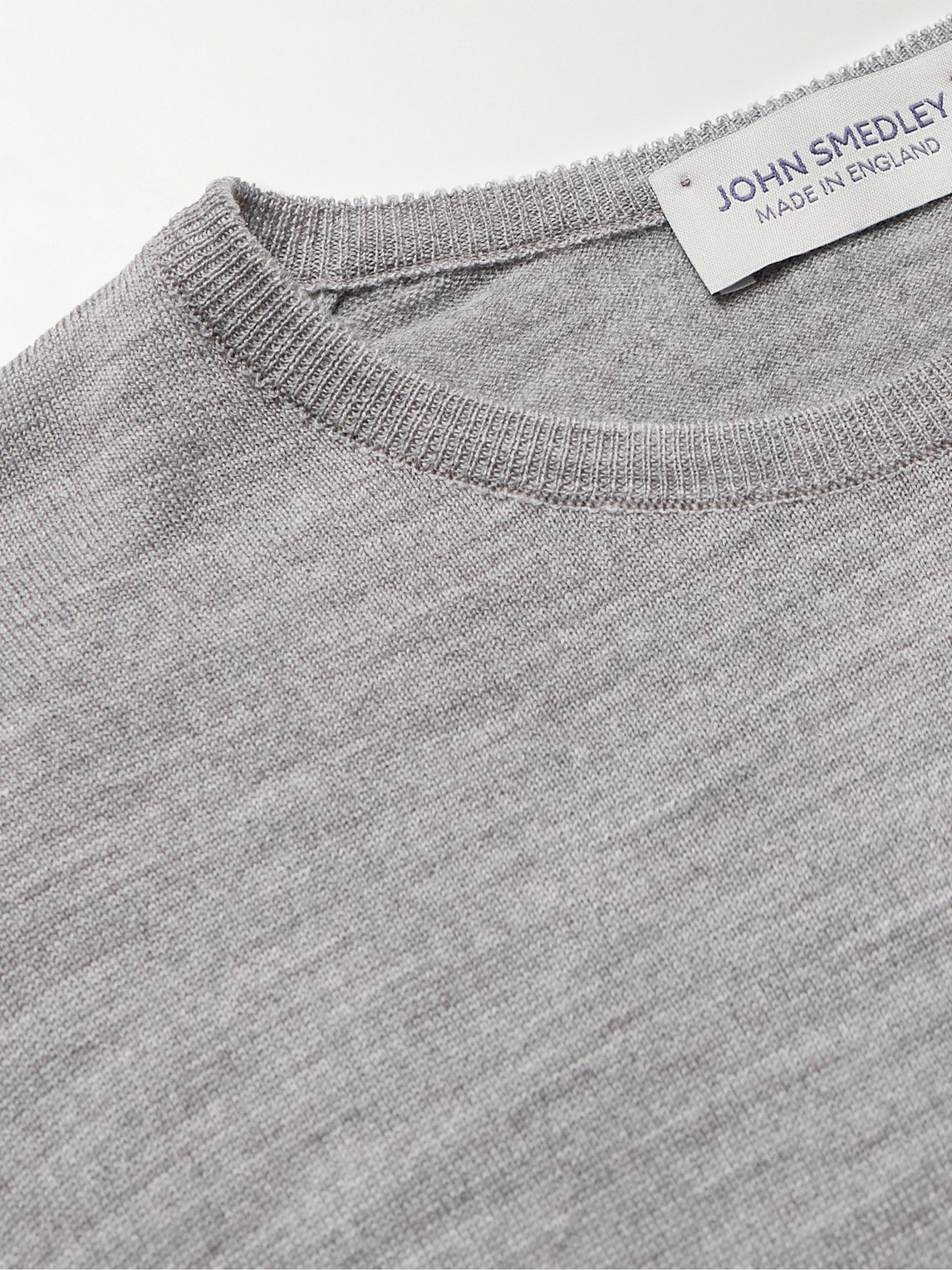 Shop John Smedley Lundy Slim-fit Mélange Merino Wool Sweater In Gray